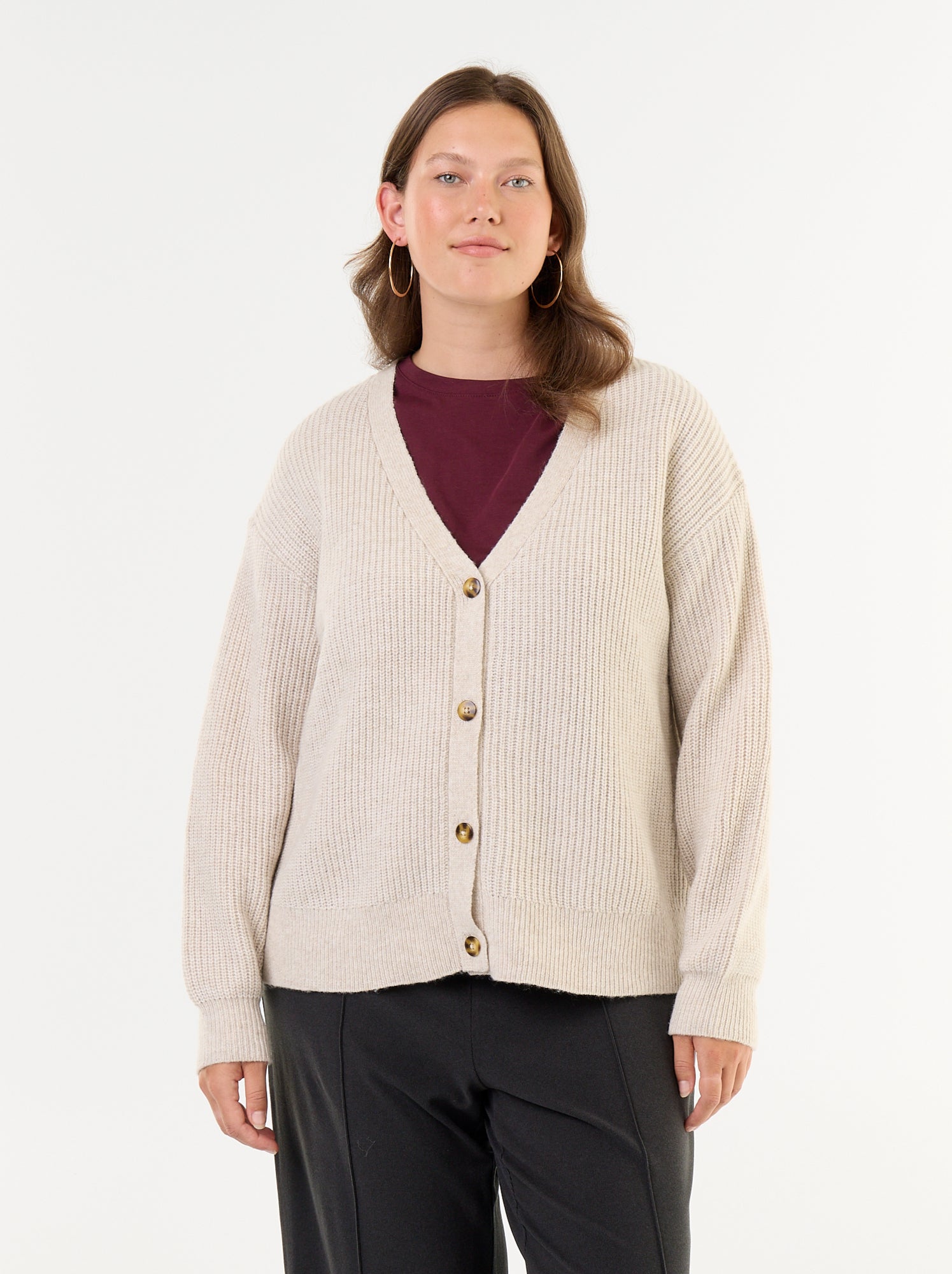 Gilet cardigan à encolure V - Gris