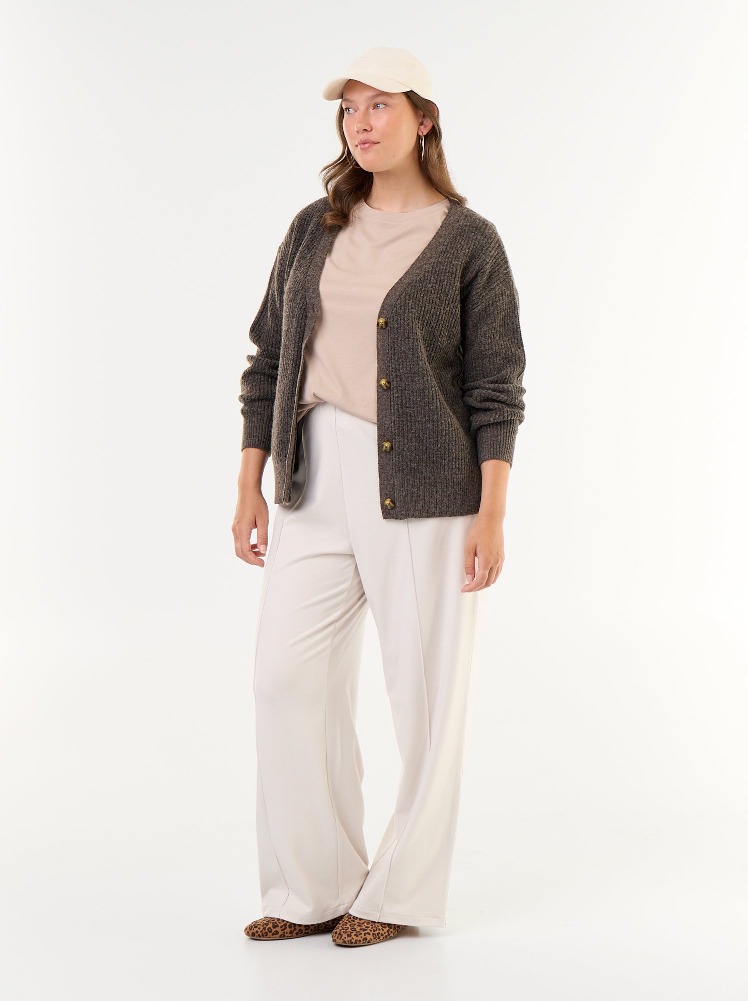 Gilet cardigan à encolure V - Marron