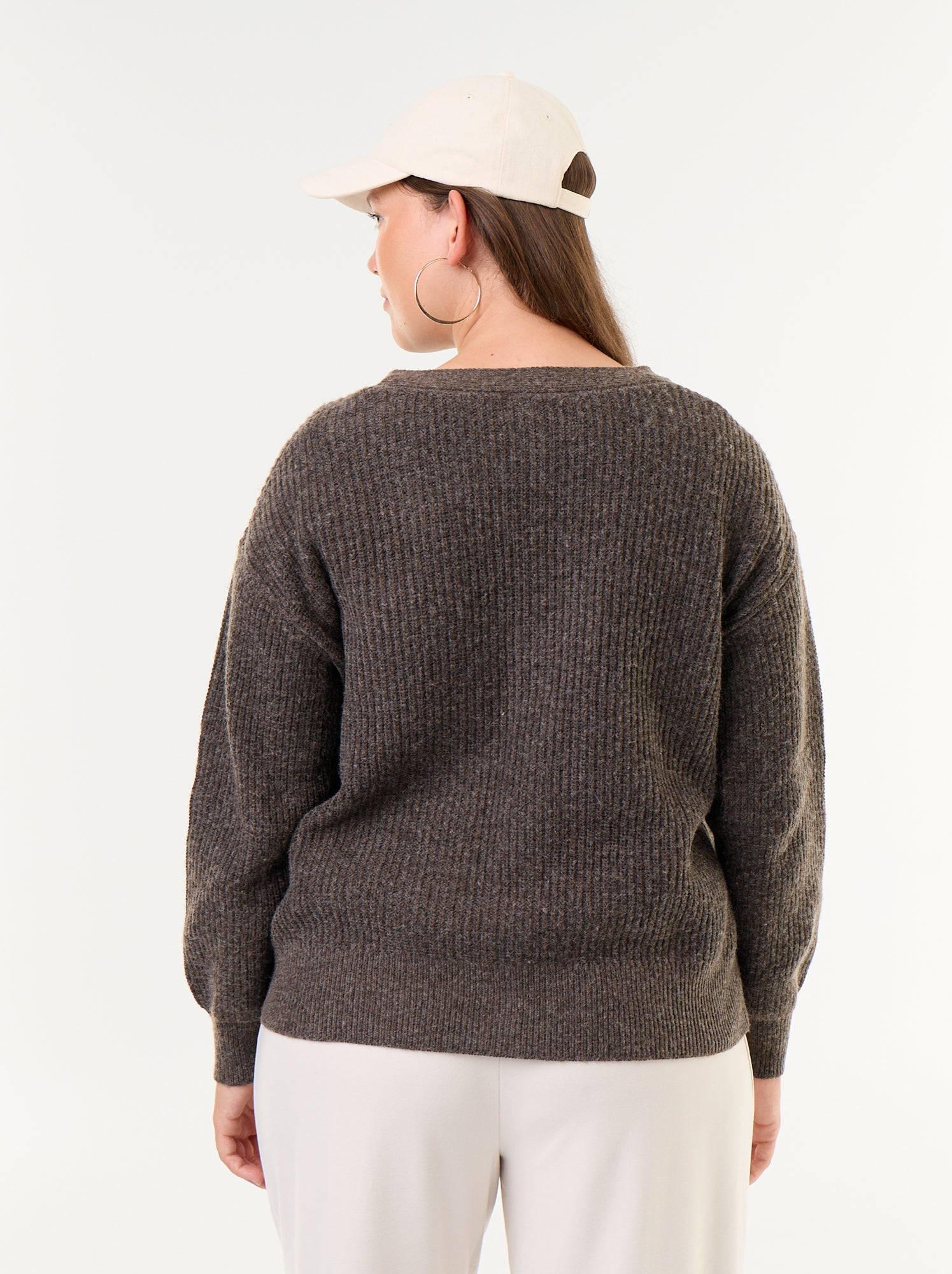 Gilet cardigan à encolure V - Marron