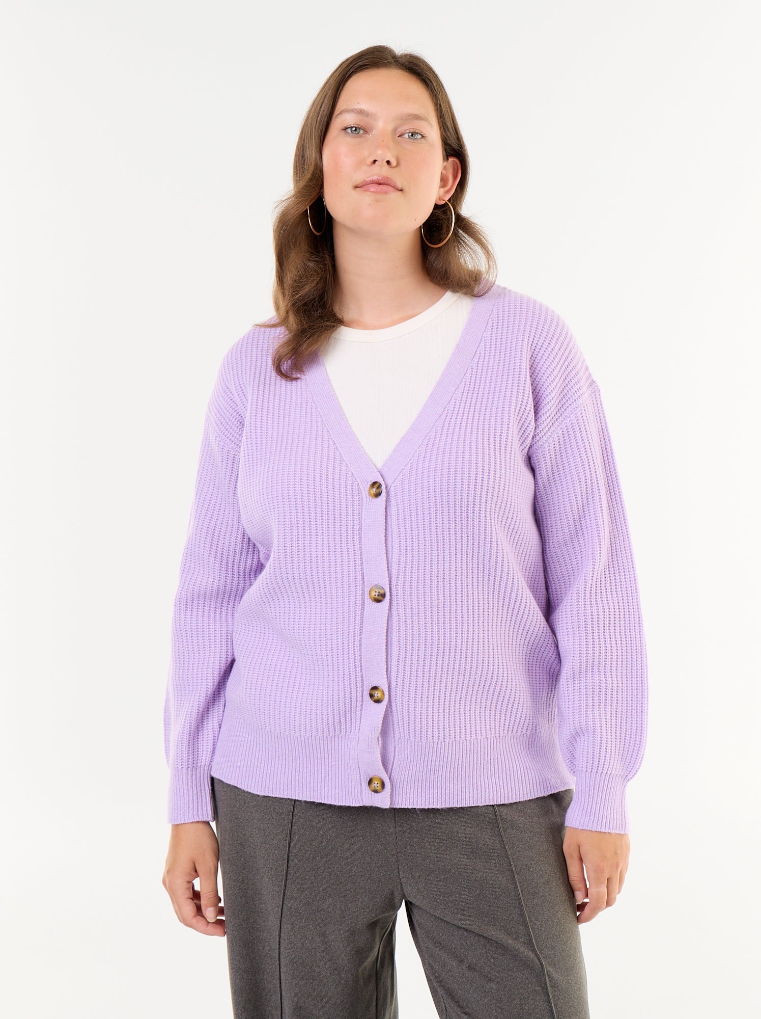 Gilet cardigan à encolure V - Violet