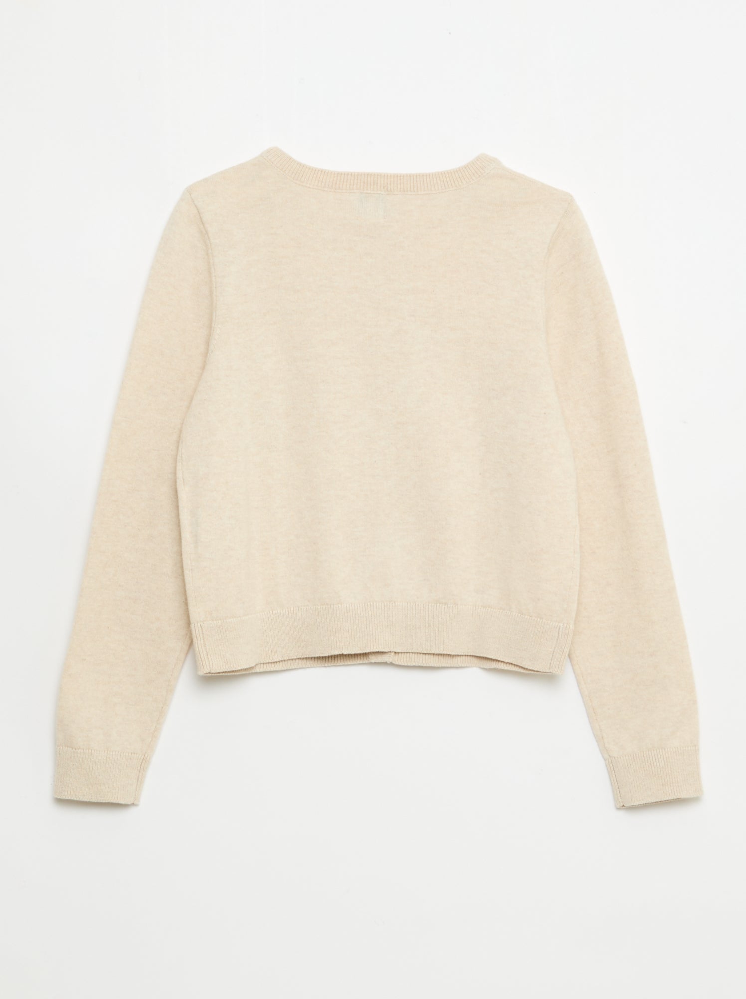 Gilet col rond léger uni - Beige (FLK58_1)
