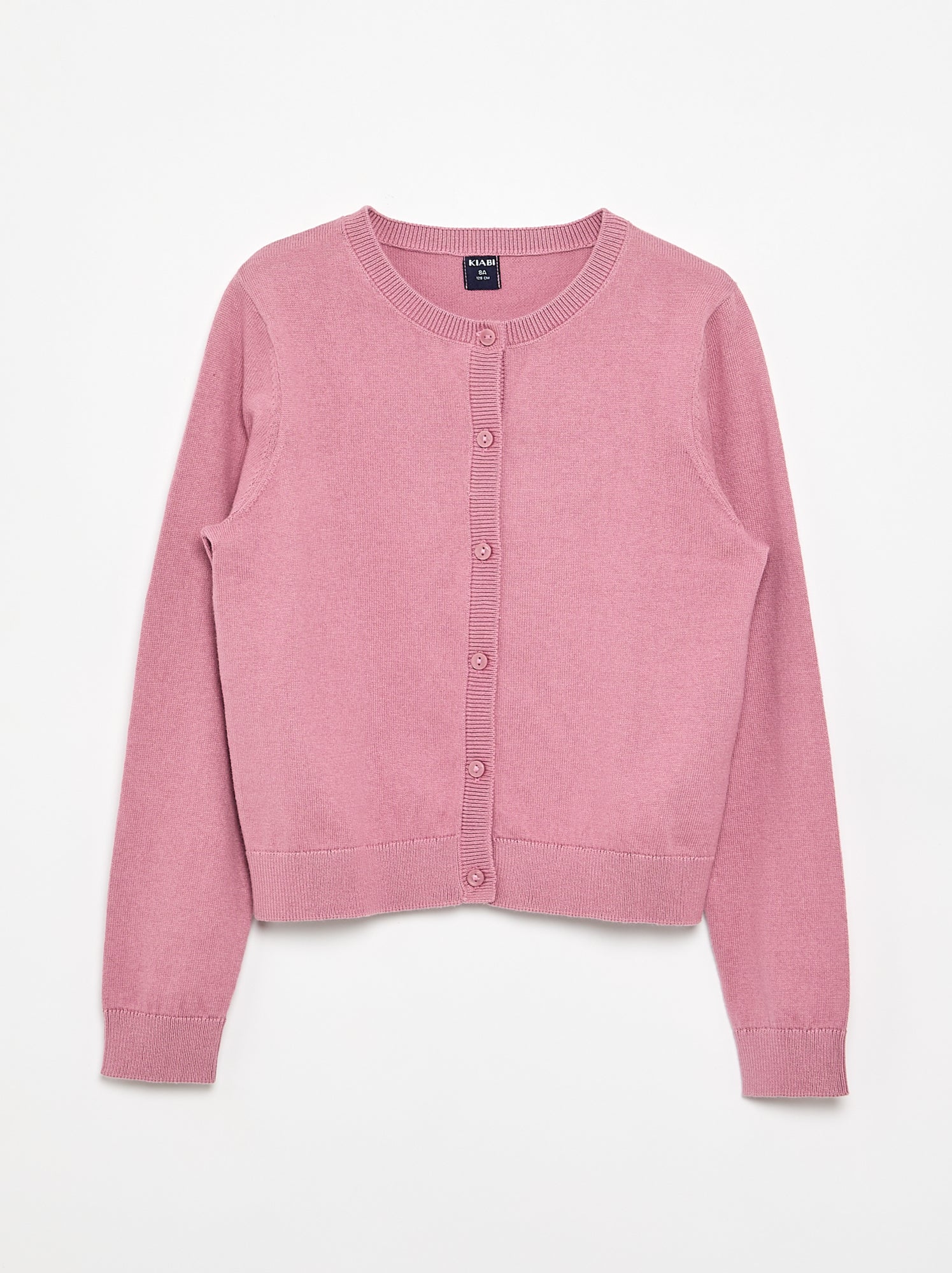 Gilet col rond léger uni - Rose