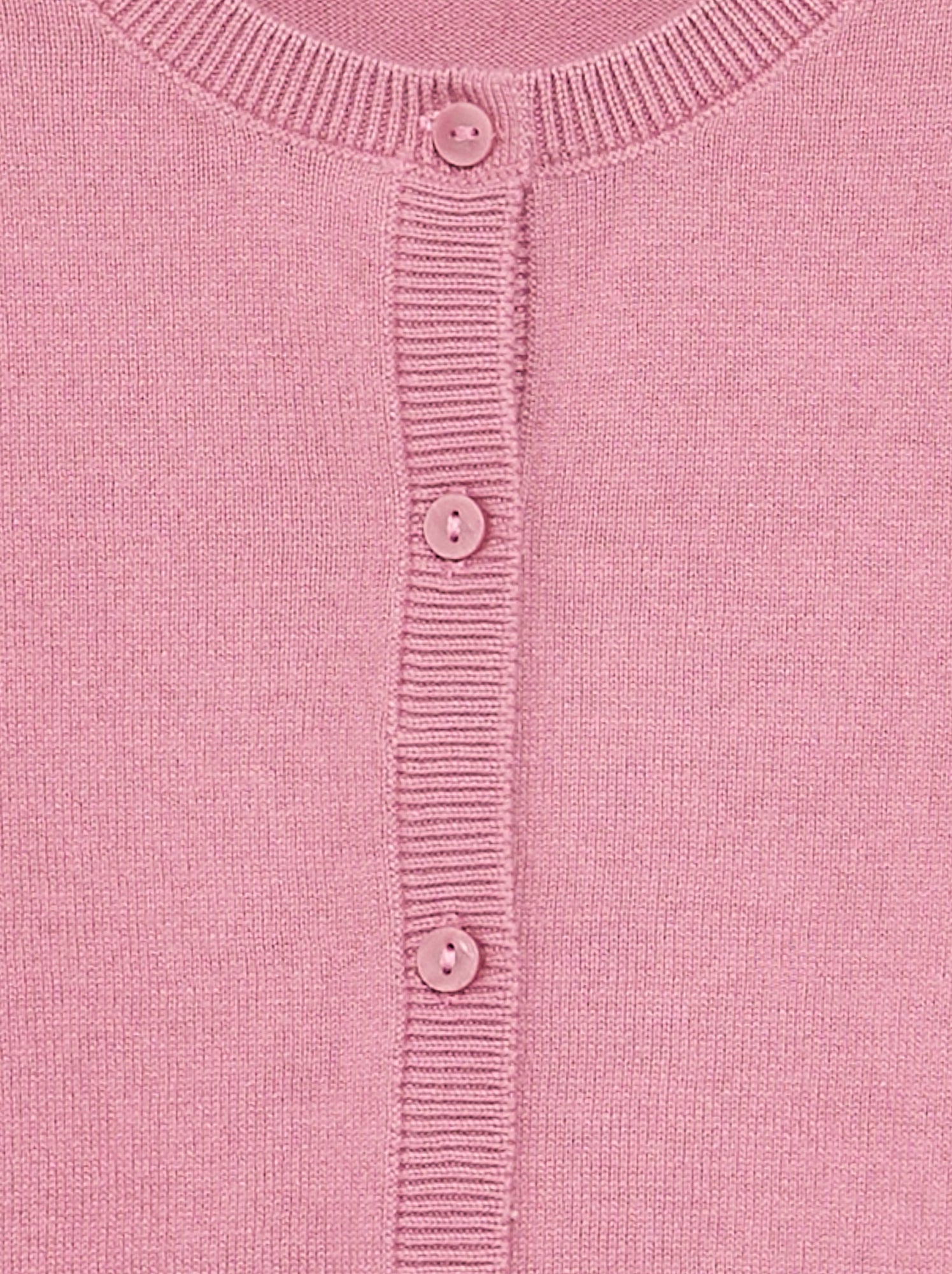 Gilet col rond léger uni - Rose