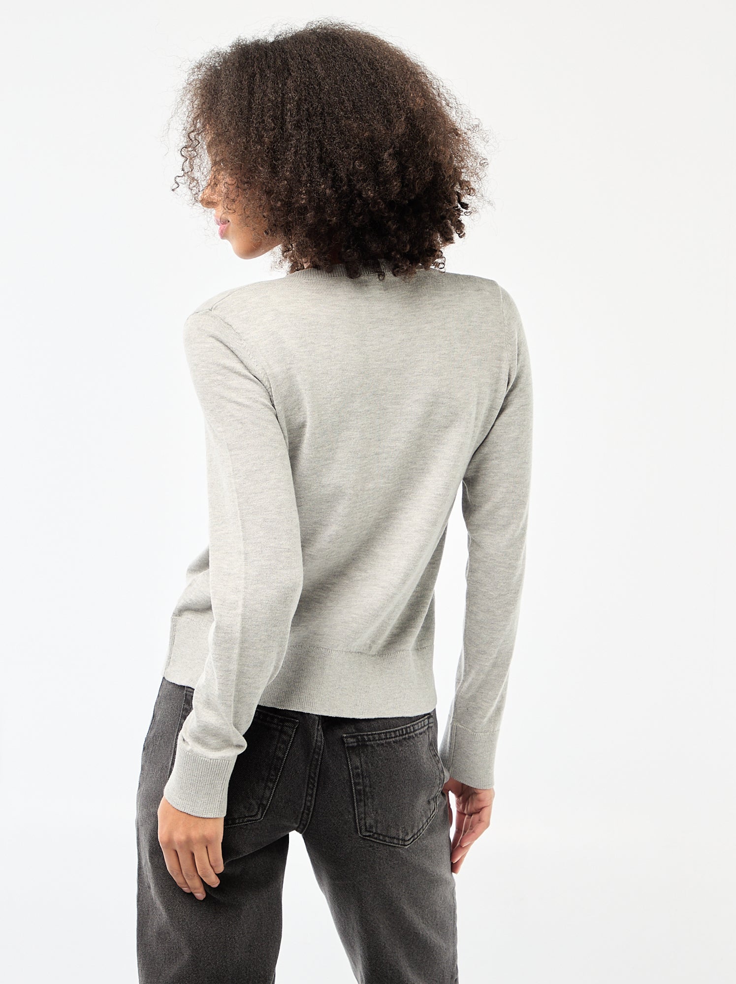Gilet col rond uni - Gris