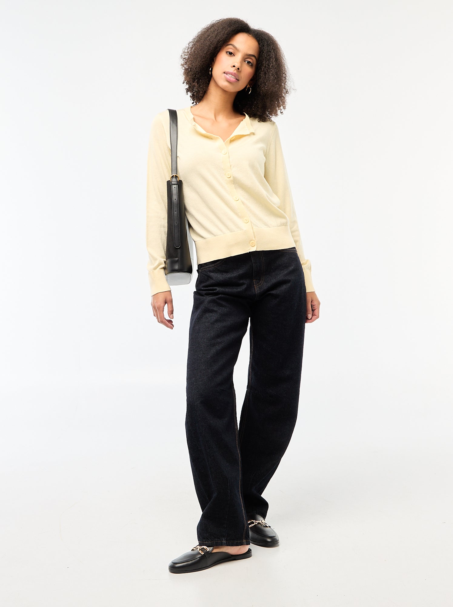 Gilet col rond uni - Jaune