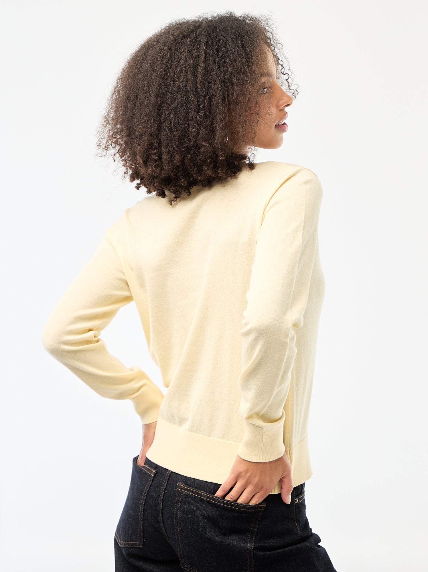 Gilet col rond uni - Jaune