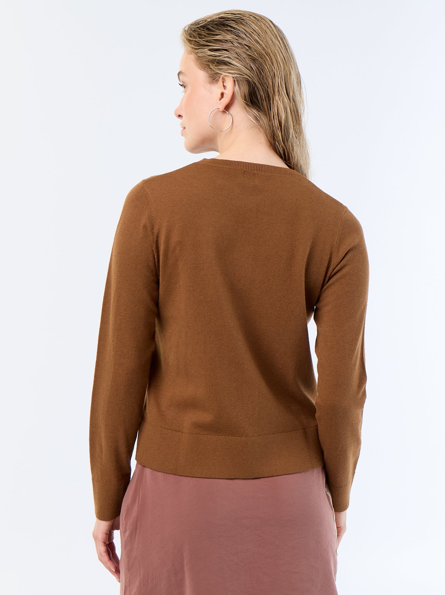 Gilet col rond uni - Marron