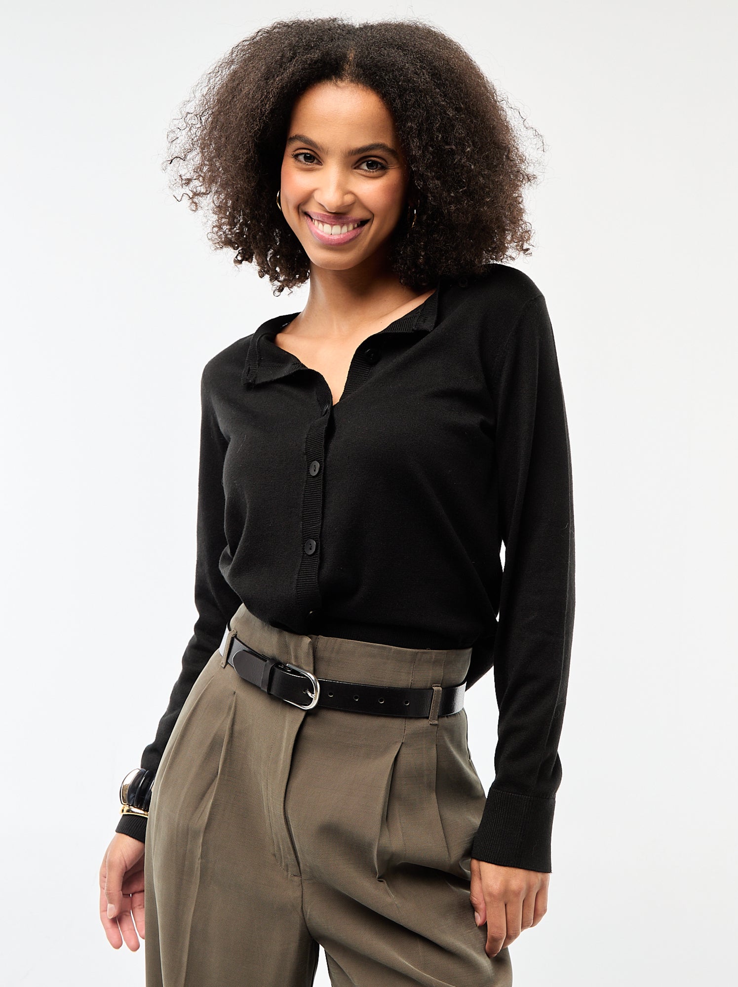 Gilet col rond uni - Noir