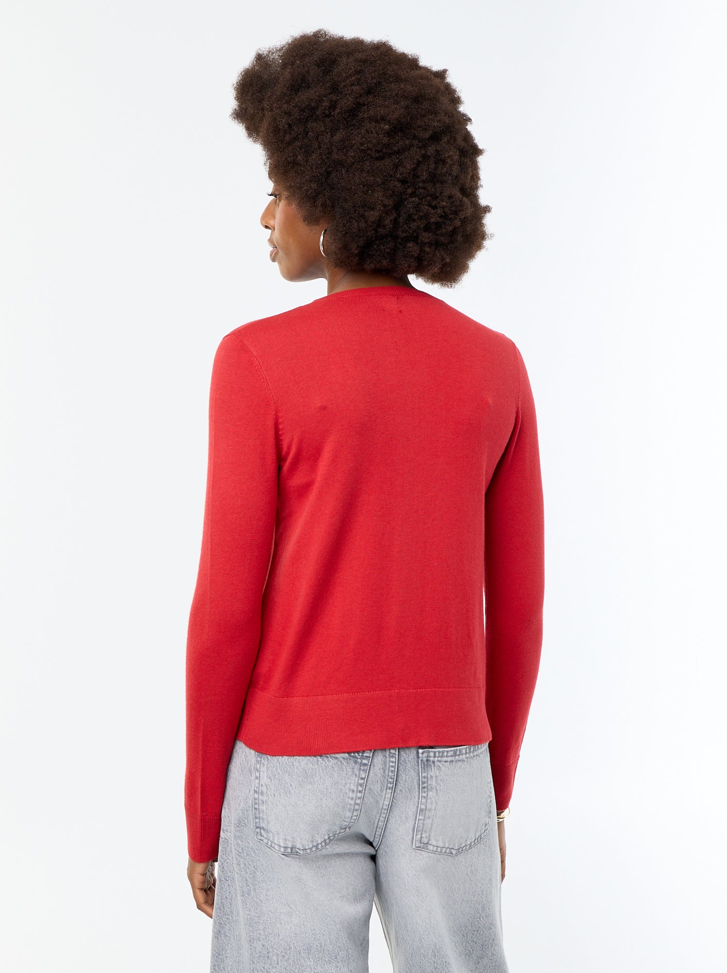 Gilet col rond uni - Rouge