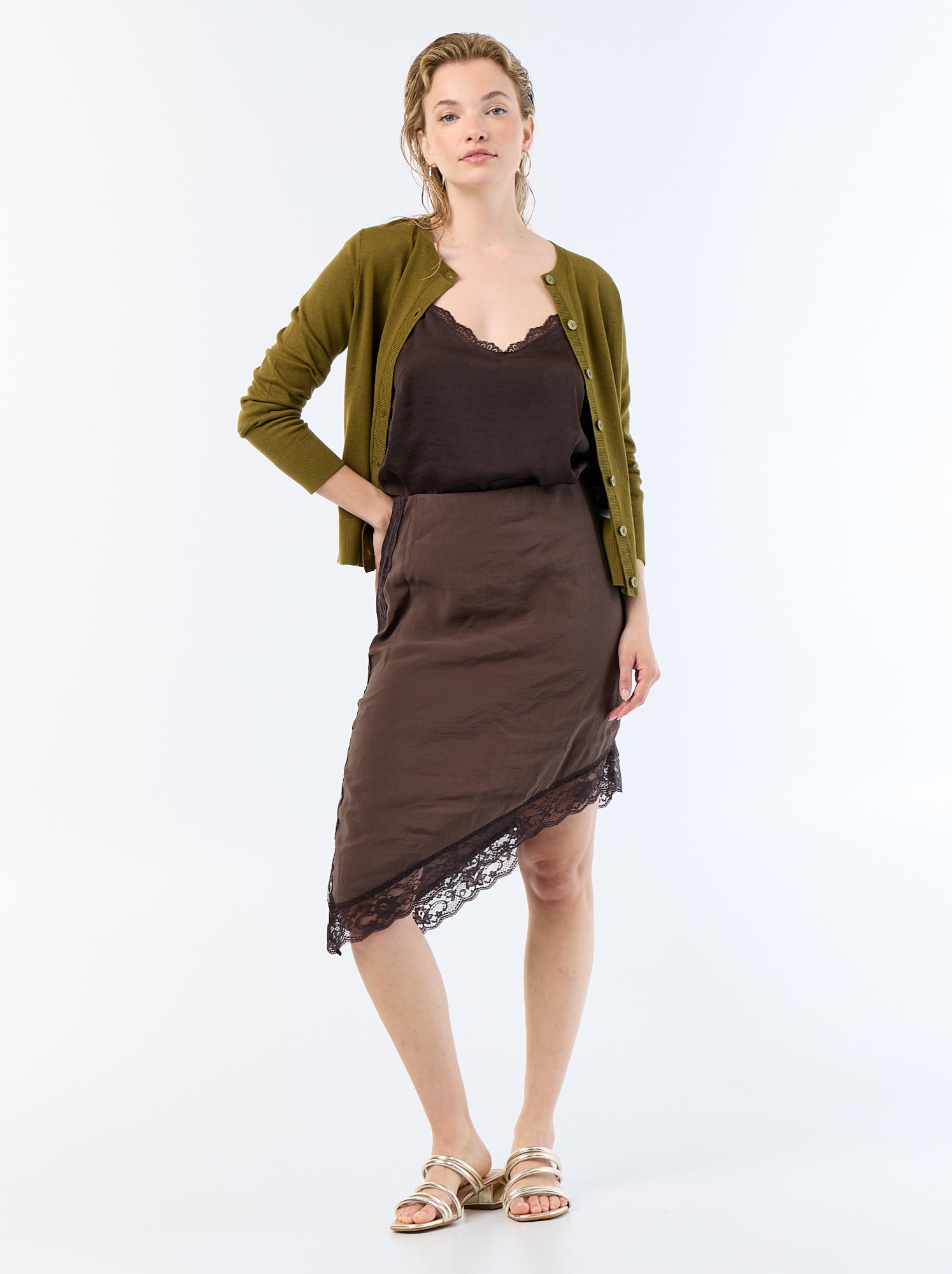 Gilet col rond uni - Vert