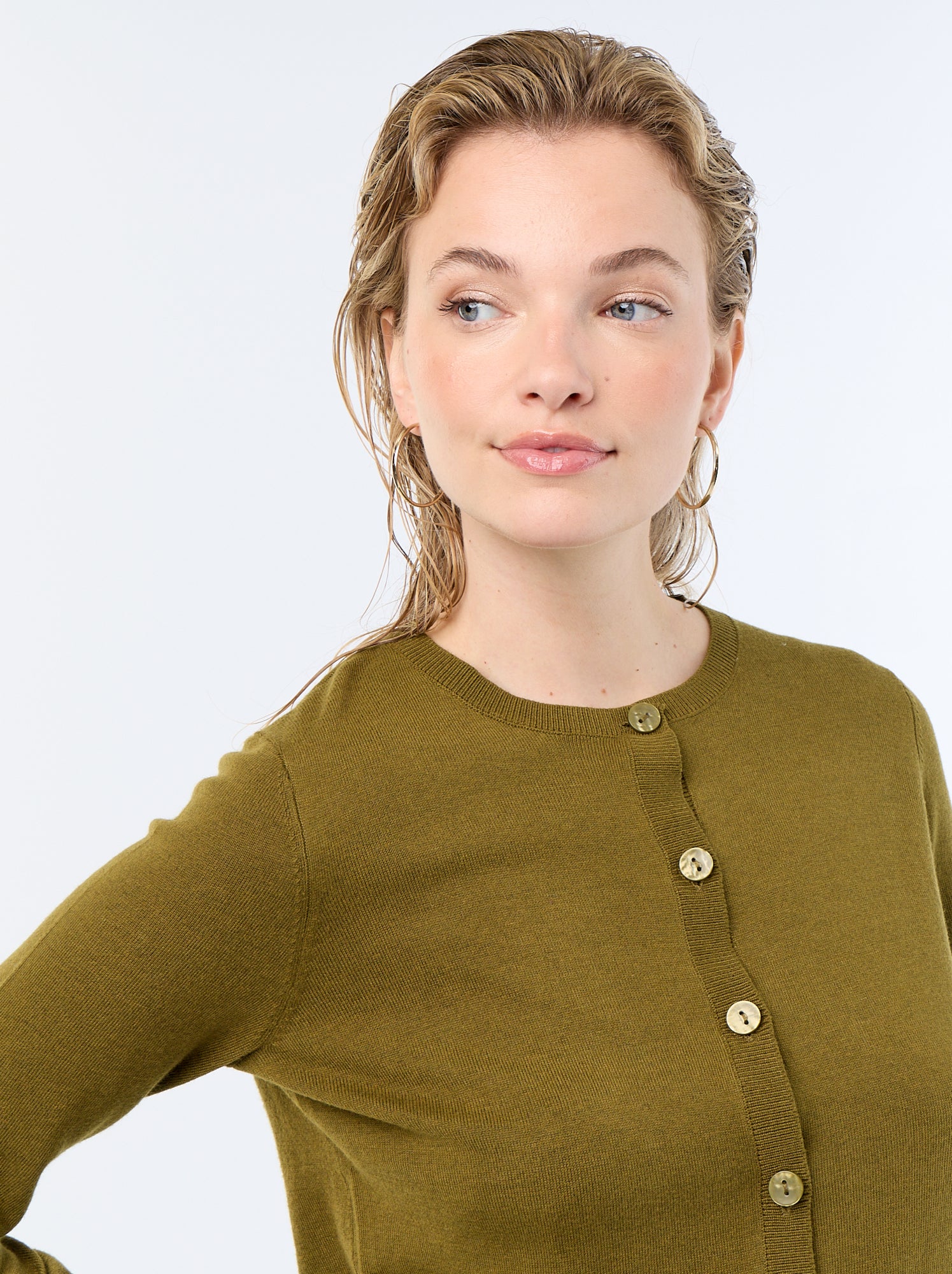 Gilet col rond uni - Vert