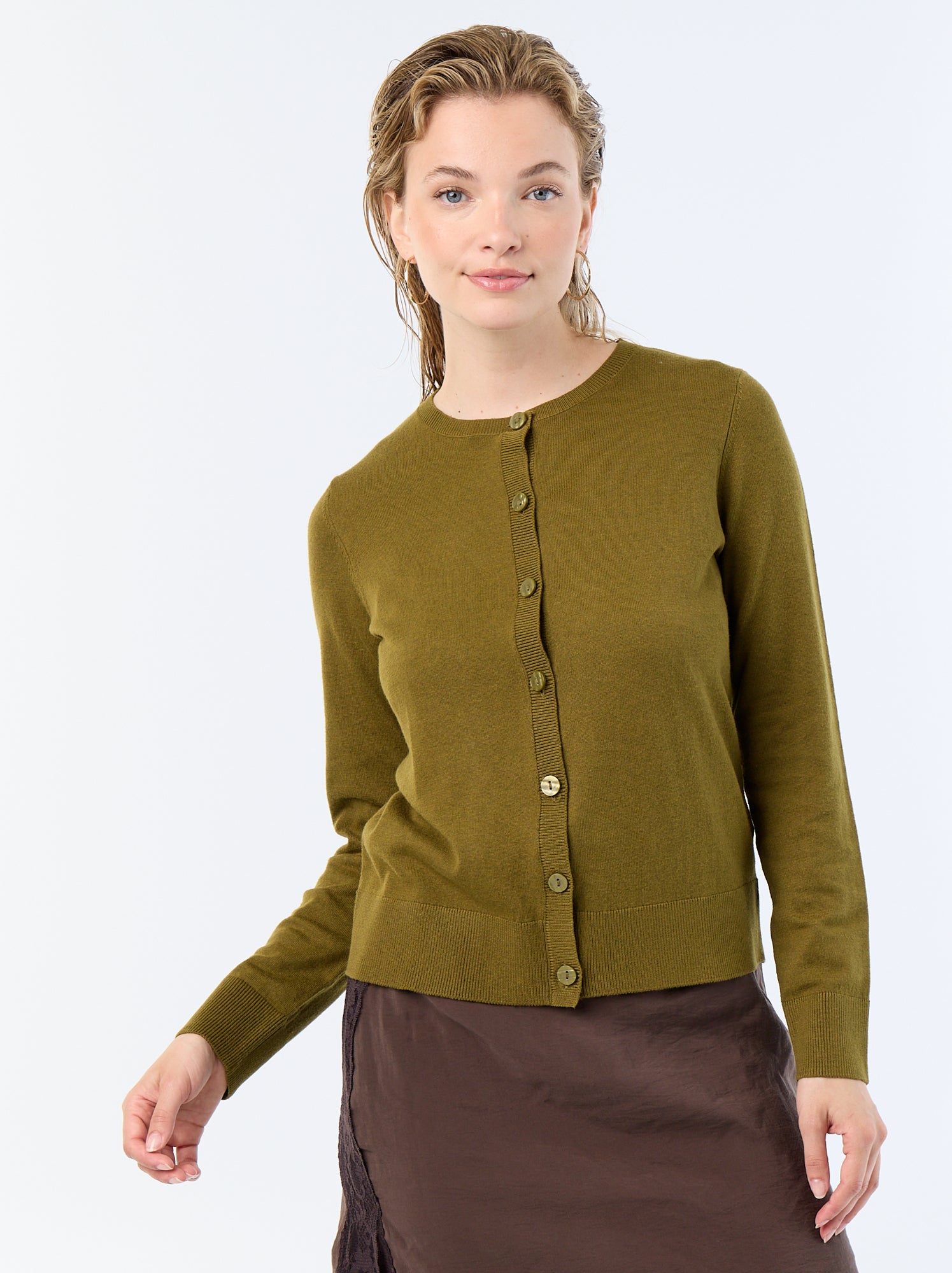 Gilet col rond uni - Vert