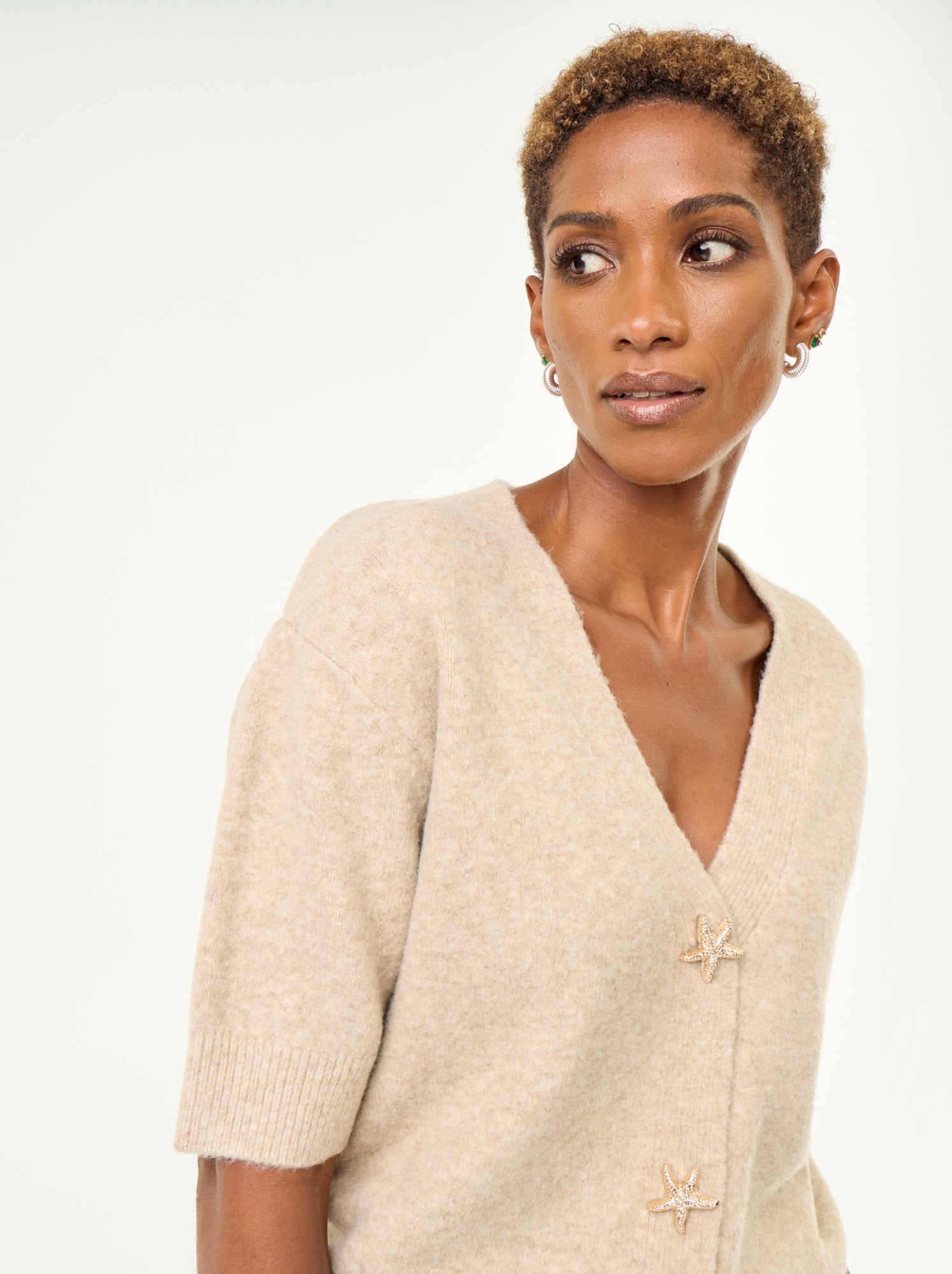 Gilet col V sans manches - Beige