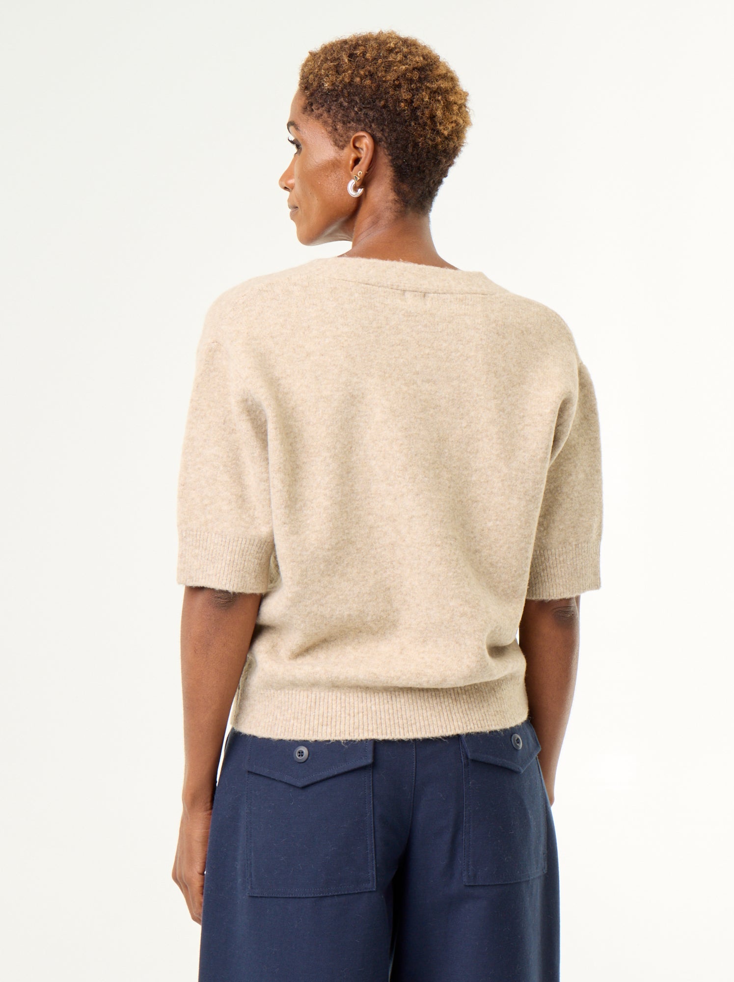 Gilet col V sans manches - Beige