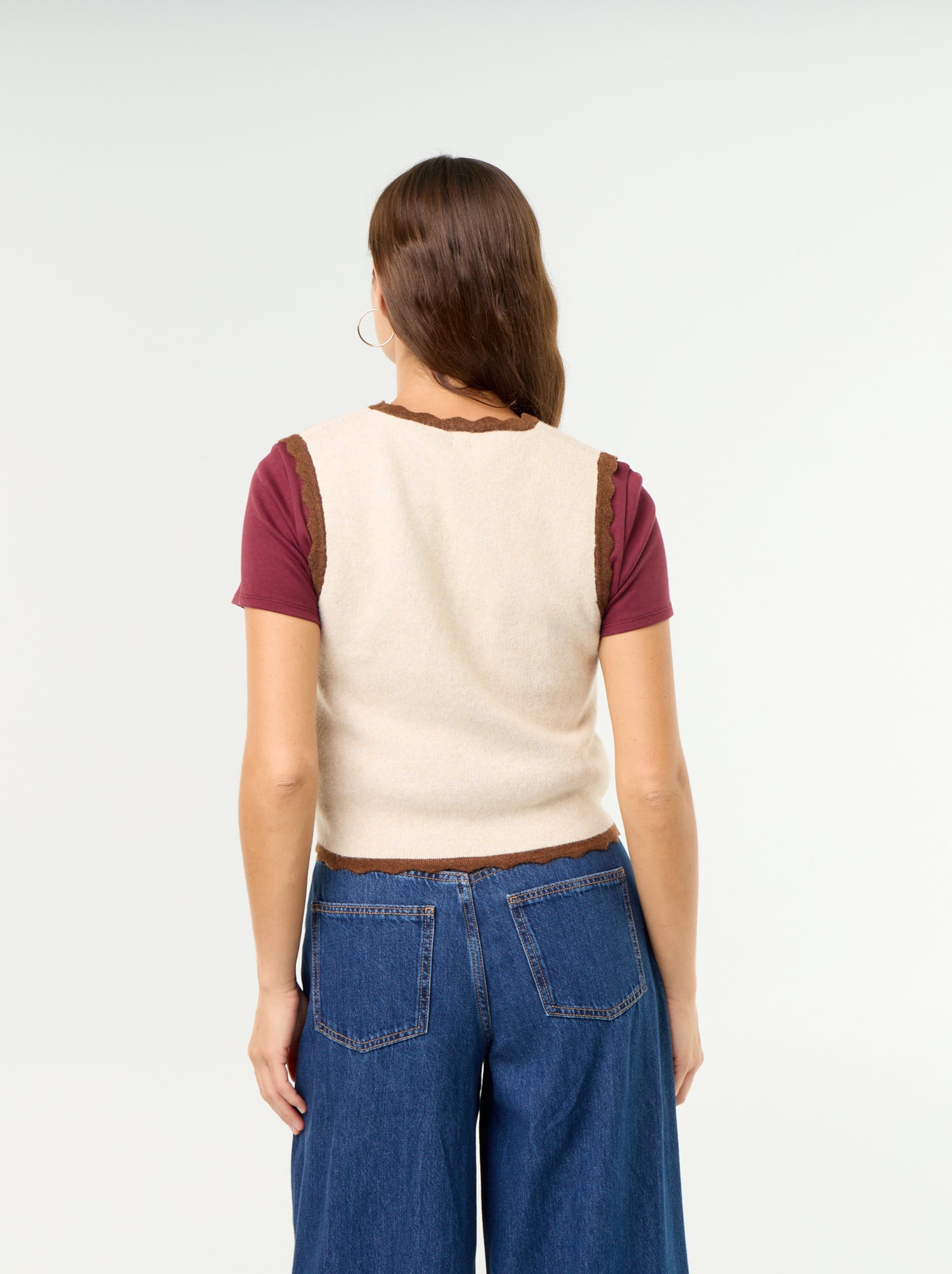 Gilet col V sans manches - Beige