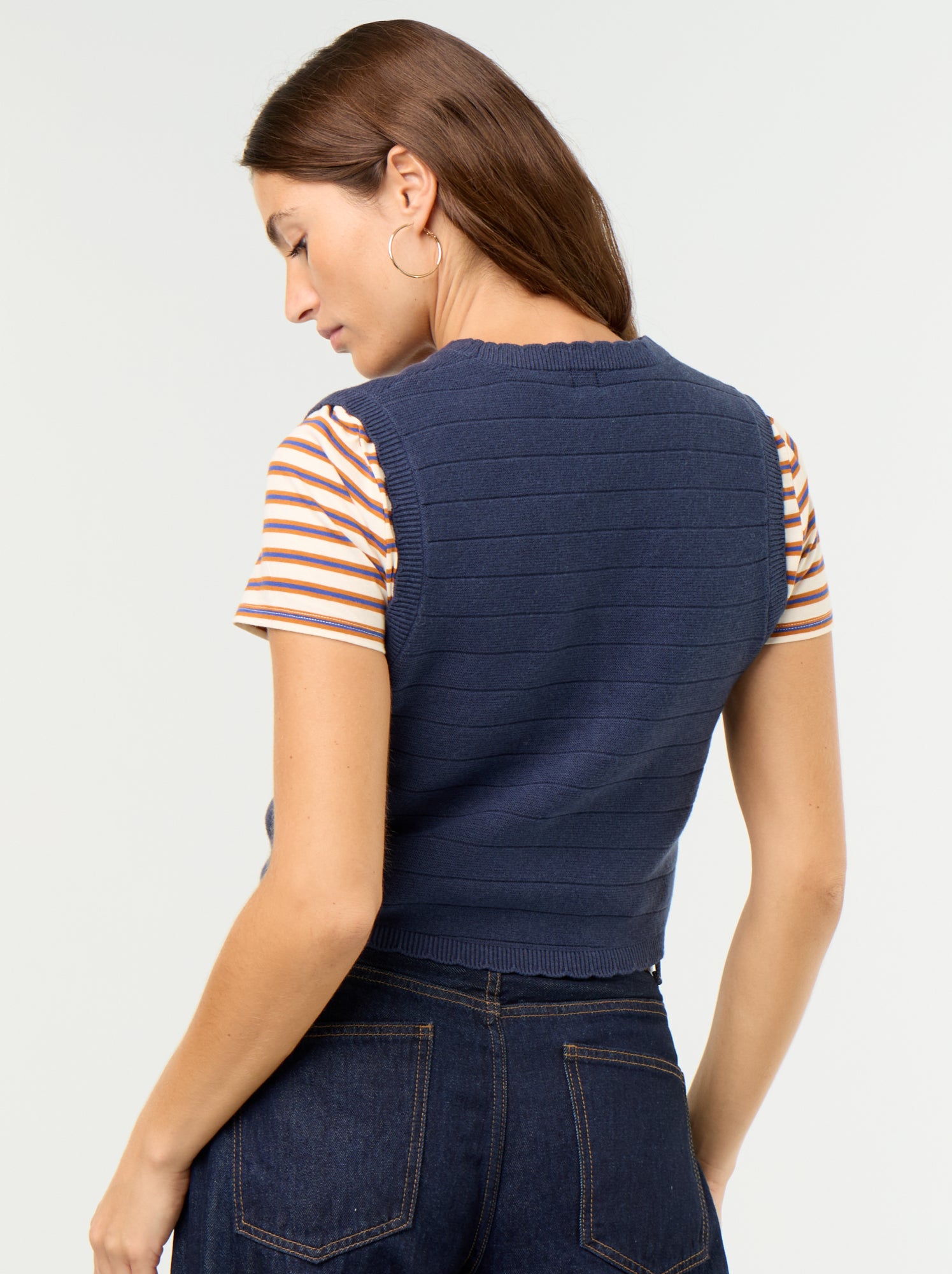Gilet col V sans manches - Bleu
