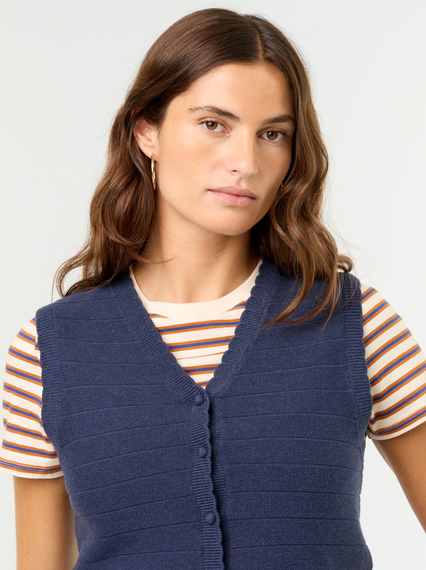 Gilet col V sans manches - Bleu