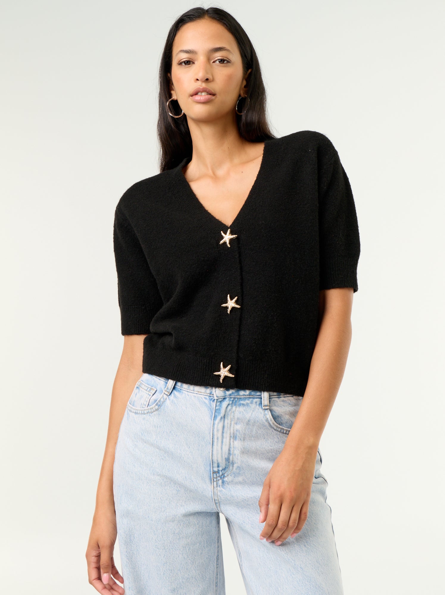 Gilet col V sans manches - Noir