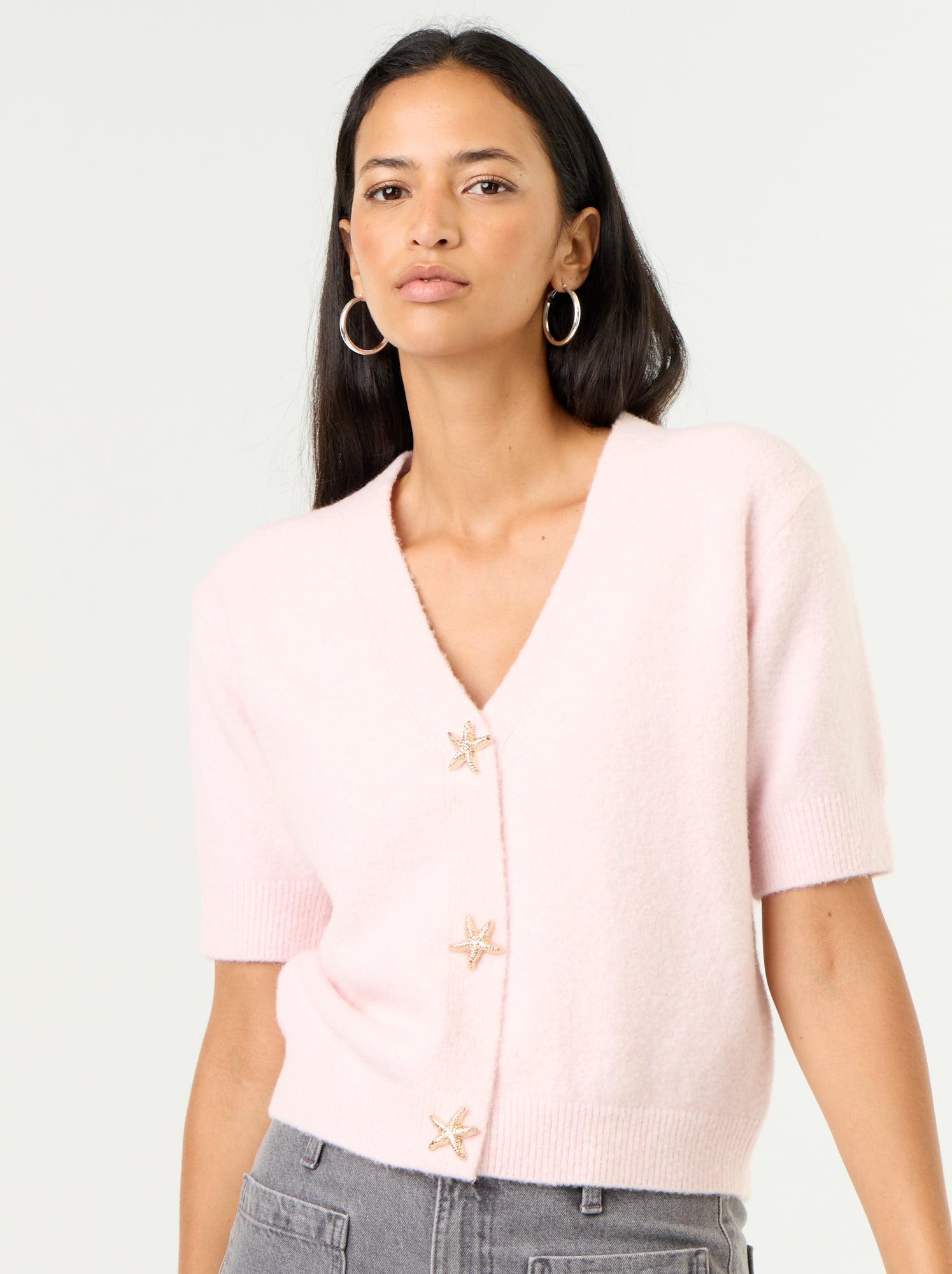Gilet col V sans manches - Rose