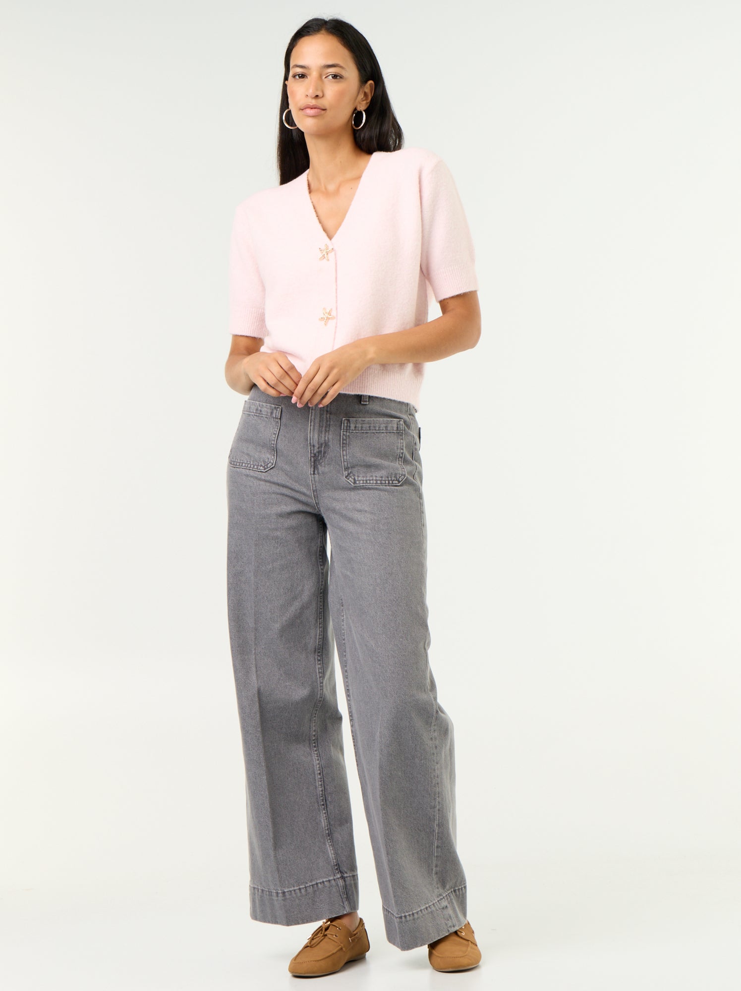 Gilet col V sans manches - Rose
