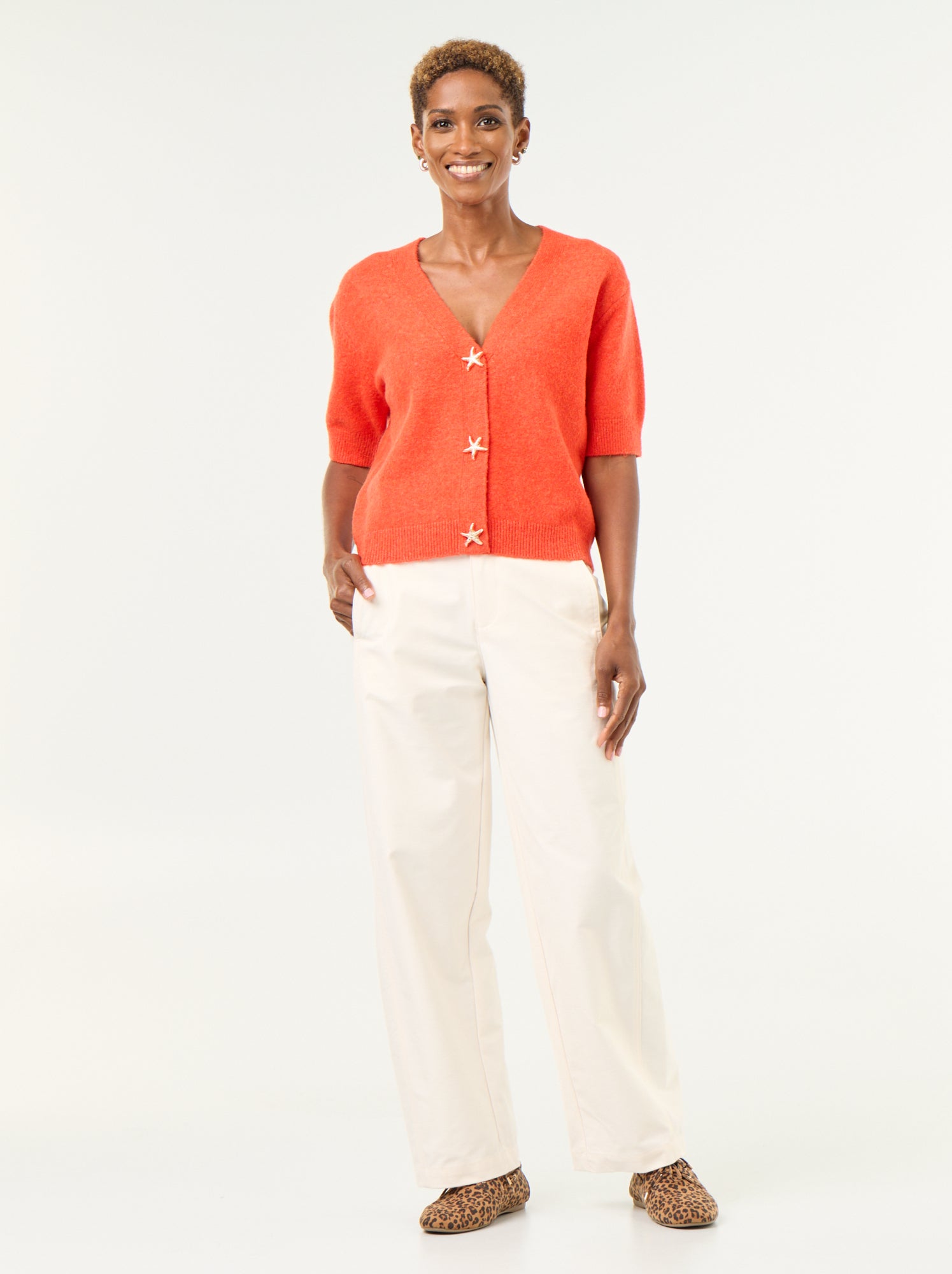 Gilet col V sans manches - Rouge