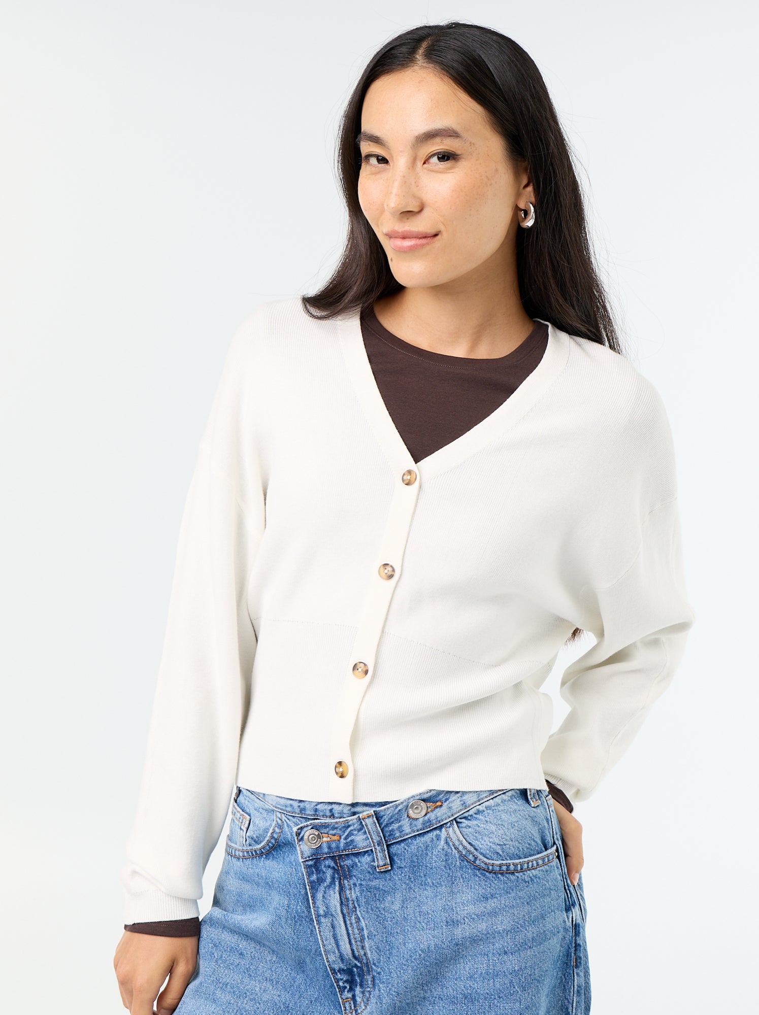 Gilet cropped boutonné - Blanc
