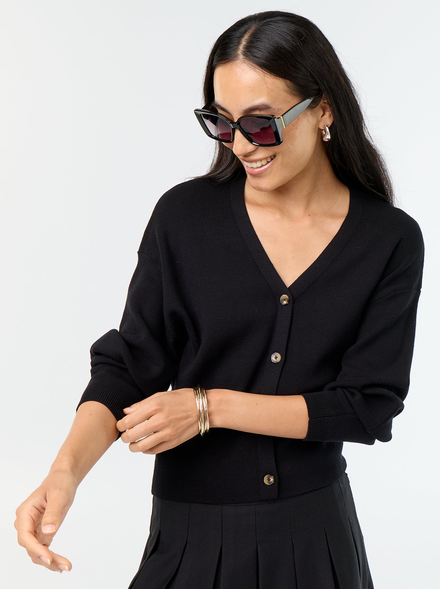 Gilet cropped boutonné - Noir
