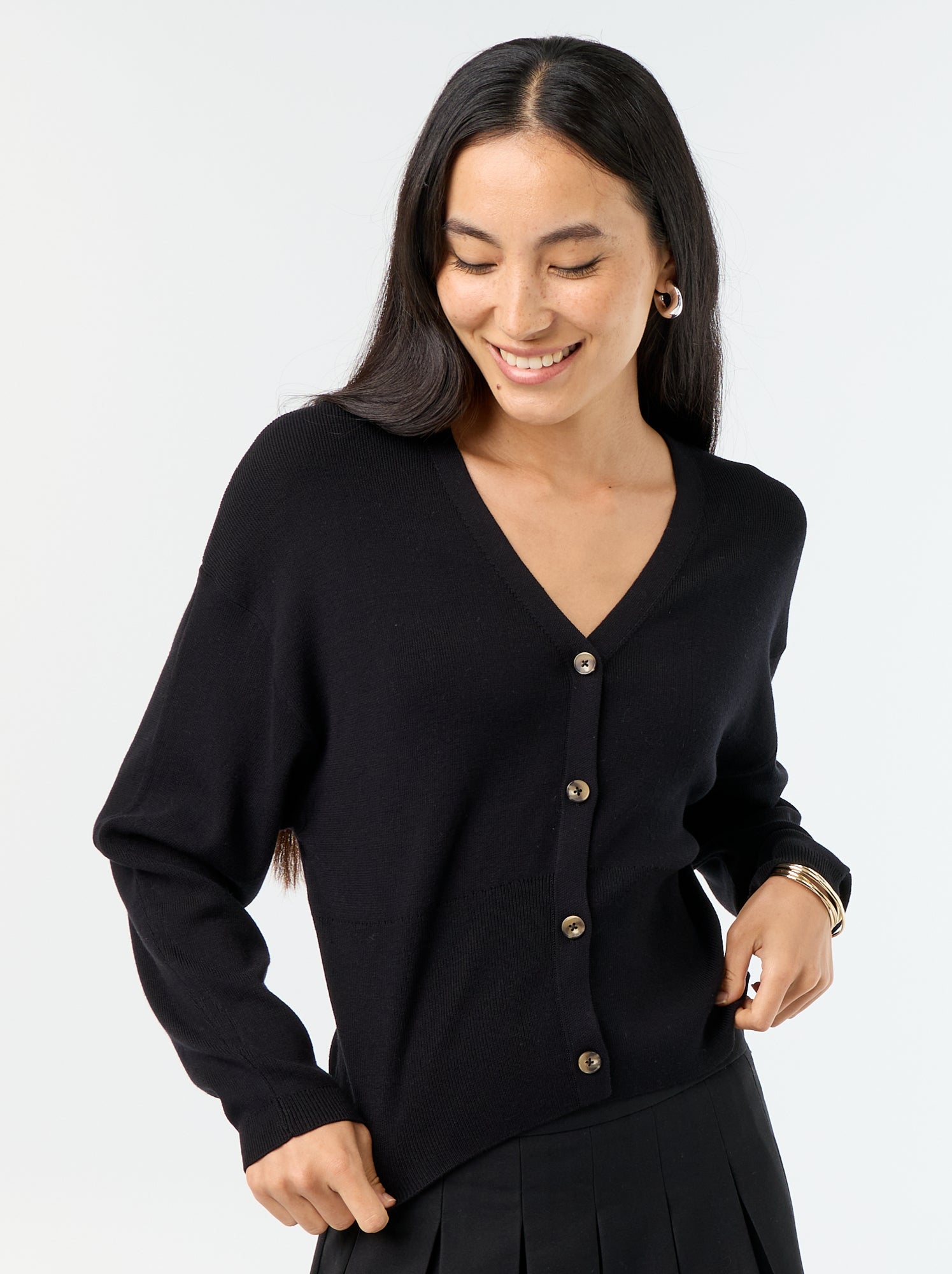 Gilet cropped boutonné - Noir