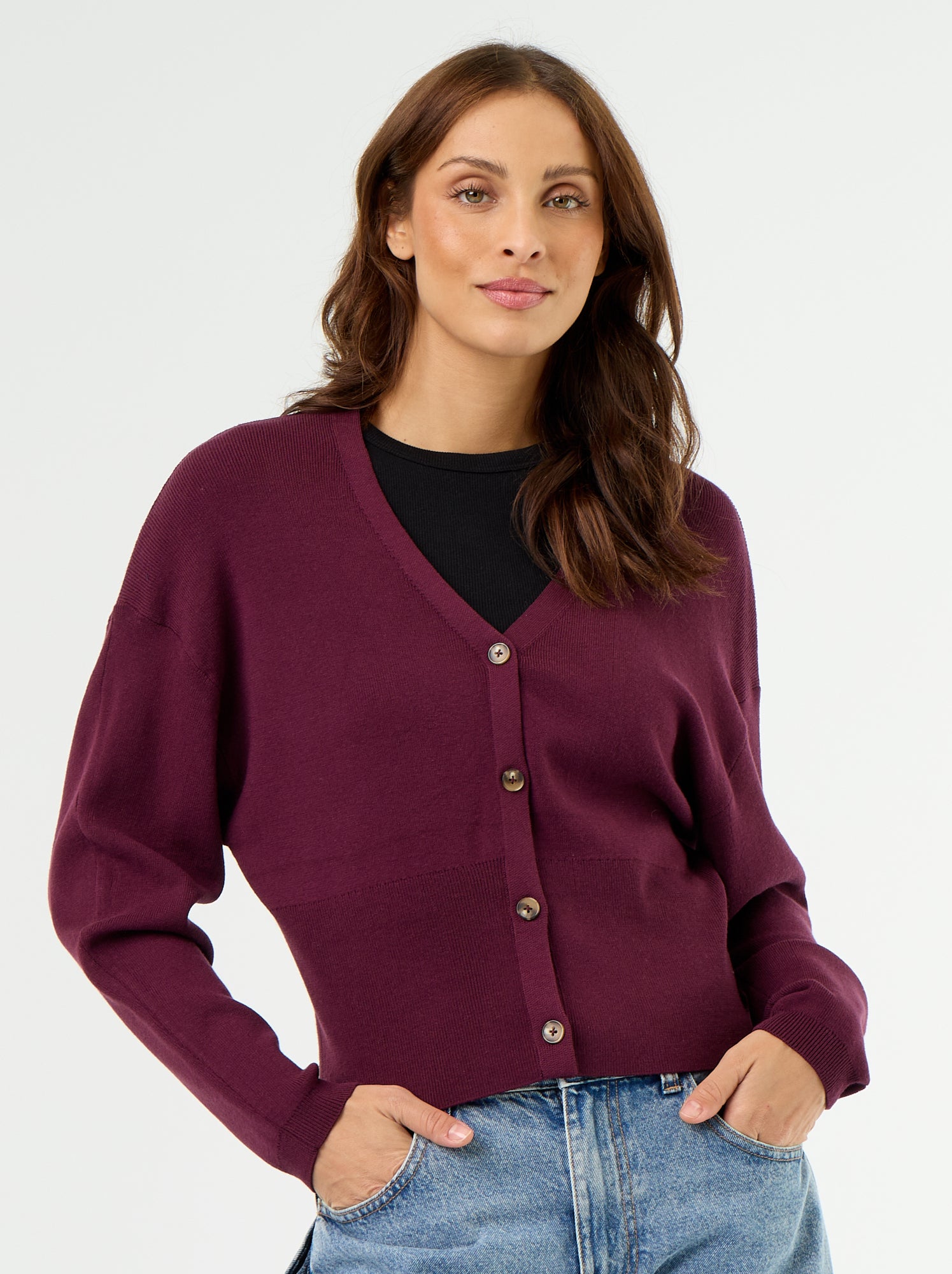Gilet cropped boutonné - Rose
