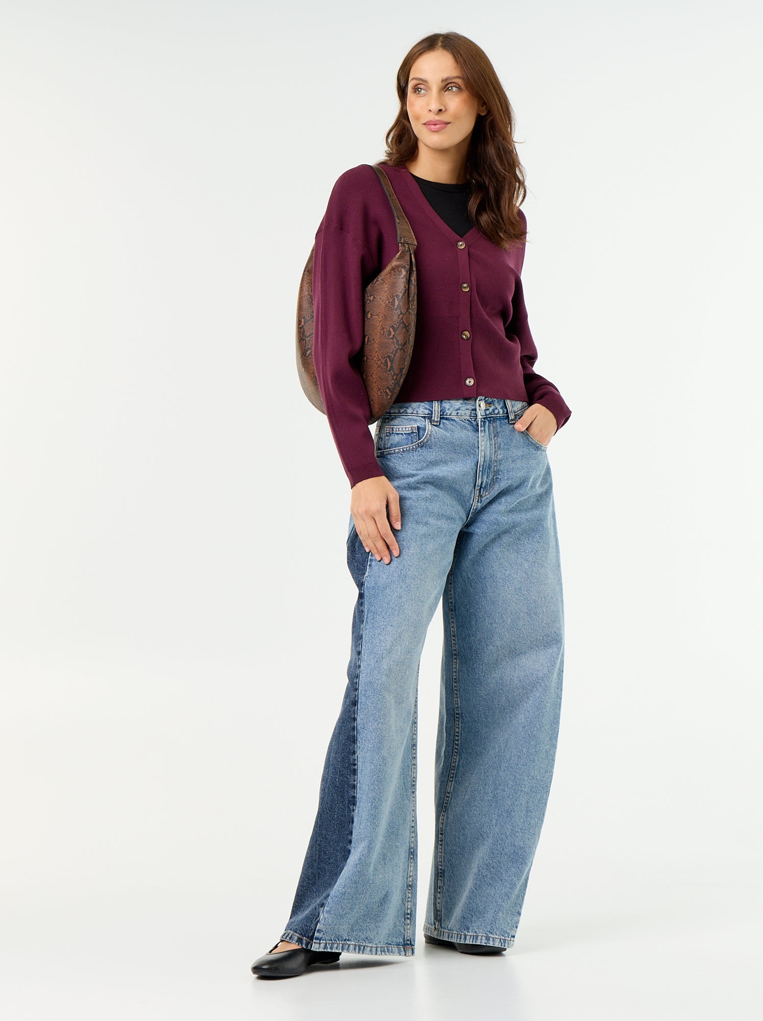 Gilet cropped boutonné - Rose