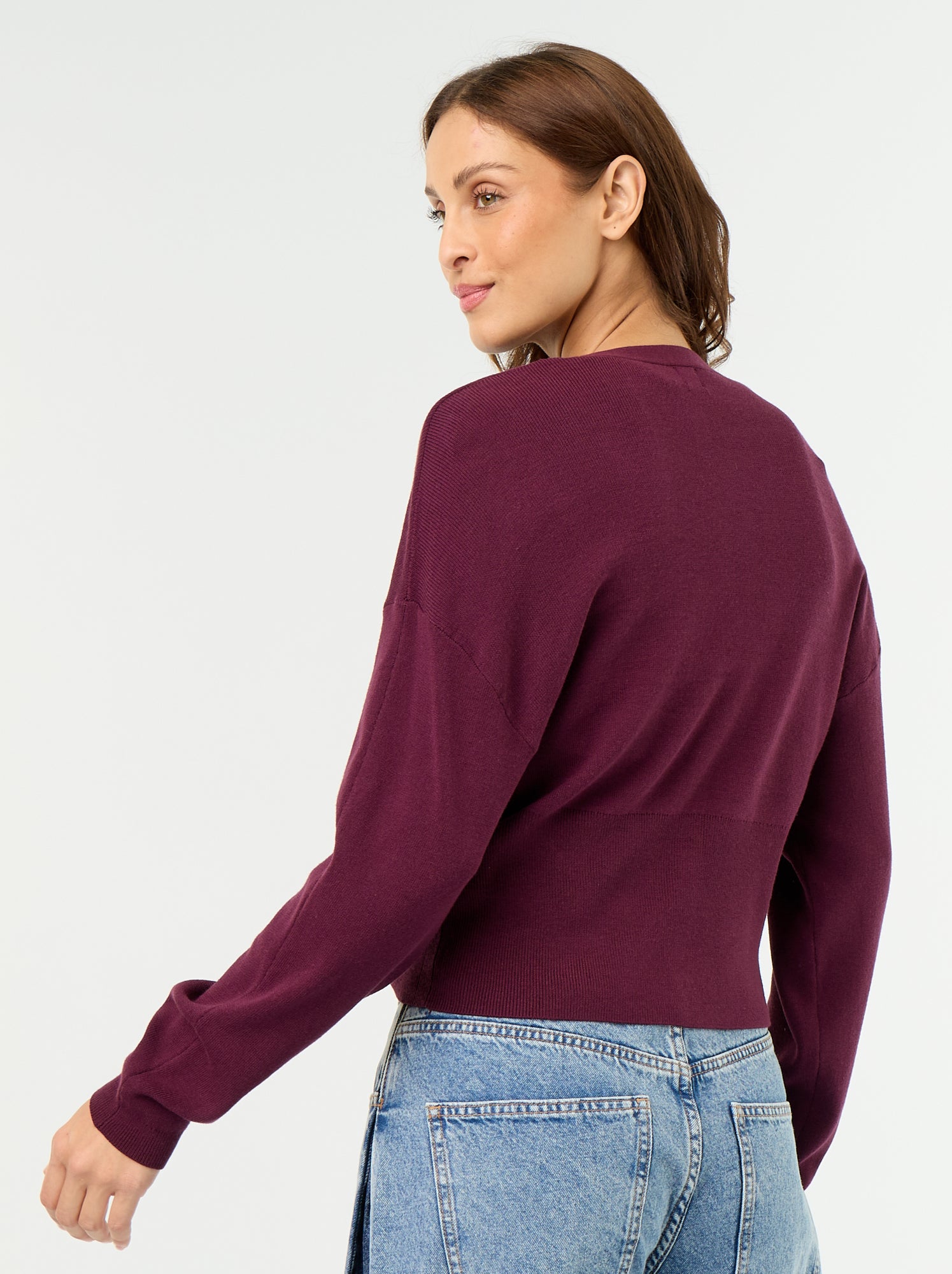 Gilet cropped boutonné - Rose