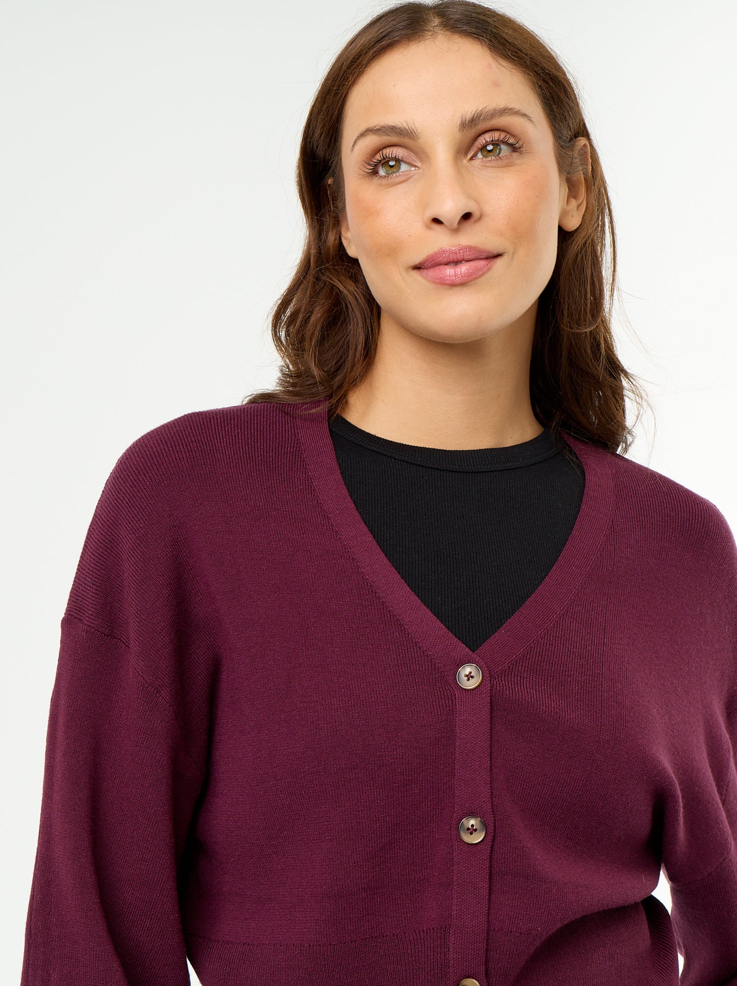 Gilet cropped boutonné - Rose