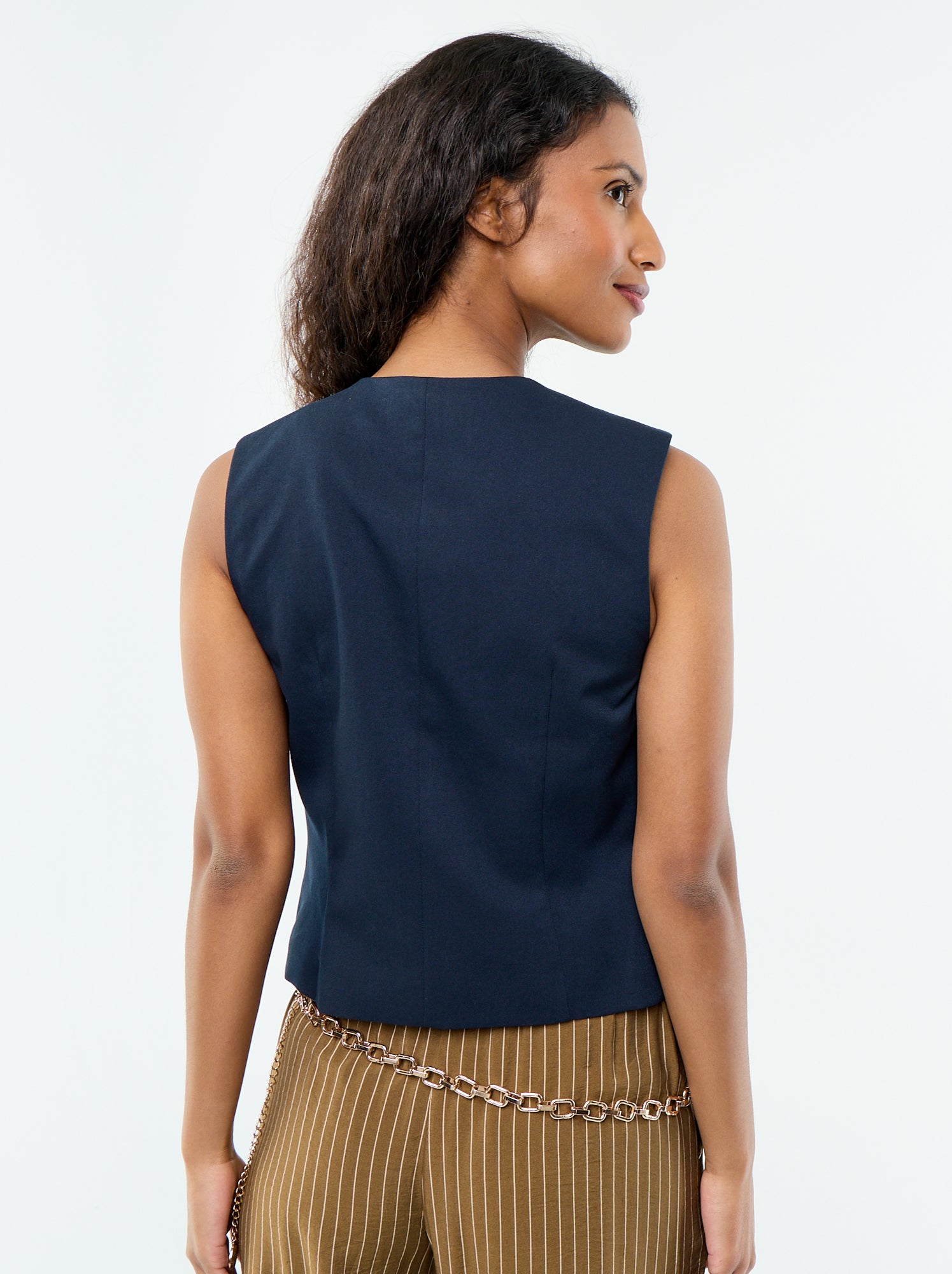 Gilet de costume sans manches uni - Bleu