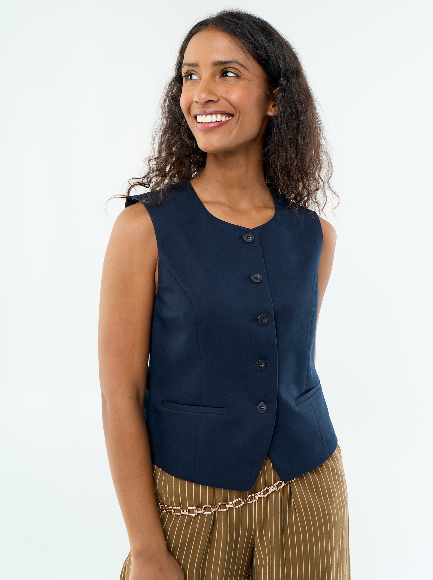Gilet de costume sans manches uni - Bleu