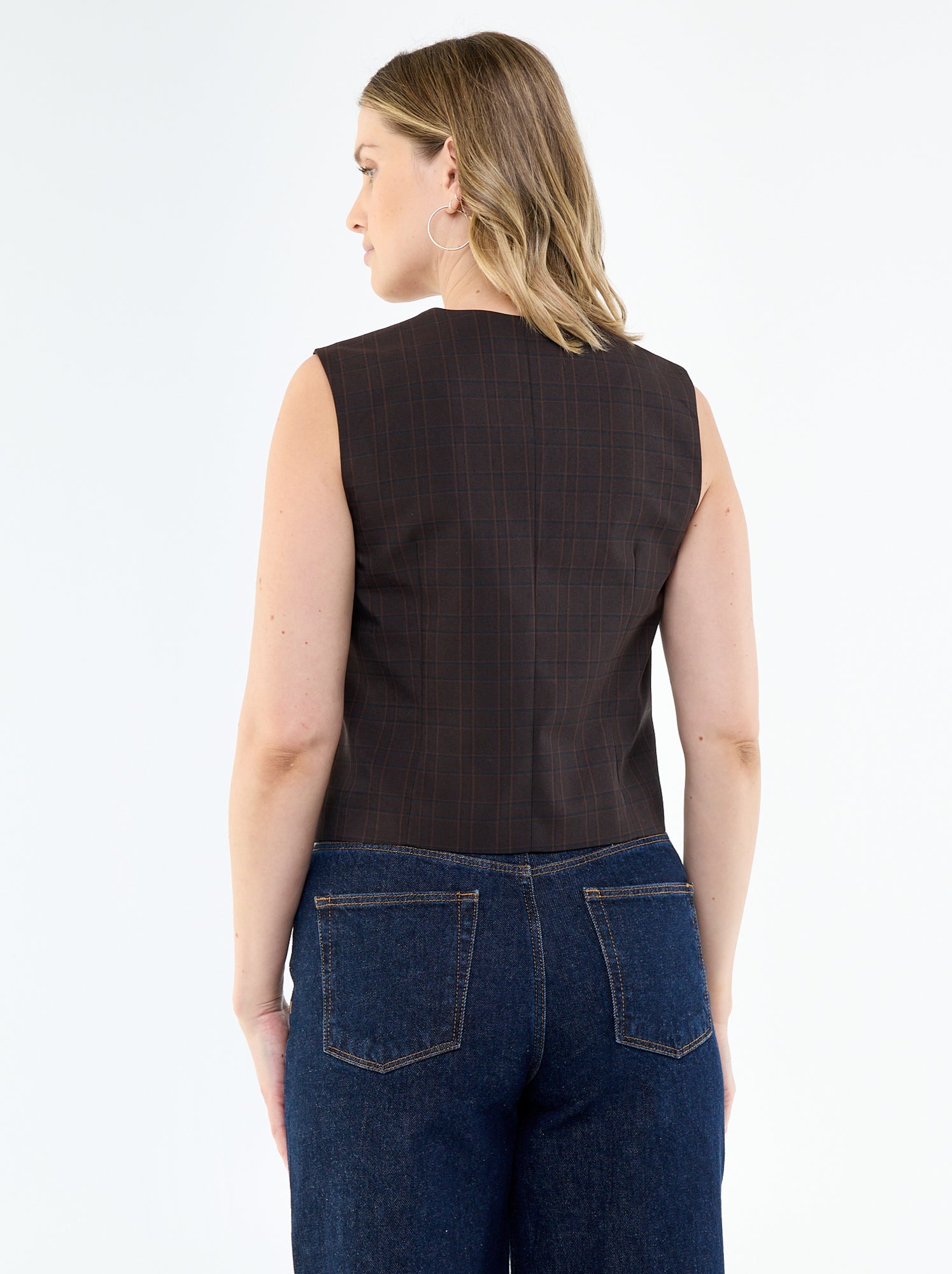 Gilet de costume sans manches uni - Marron