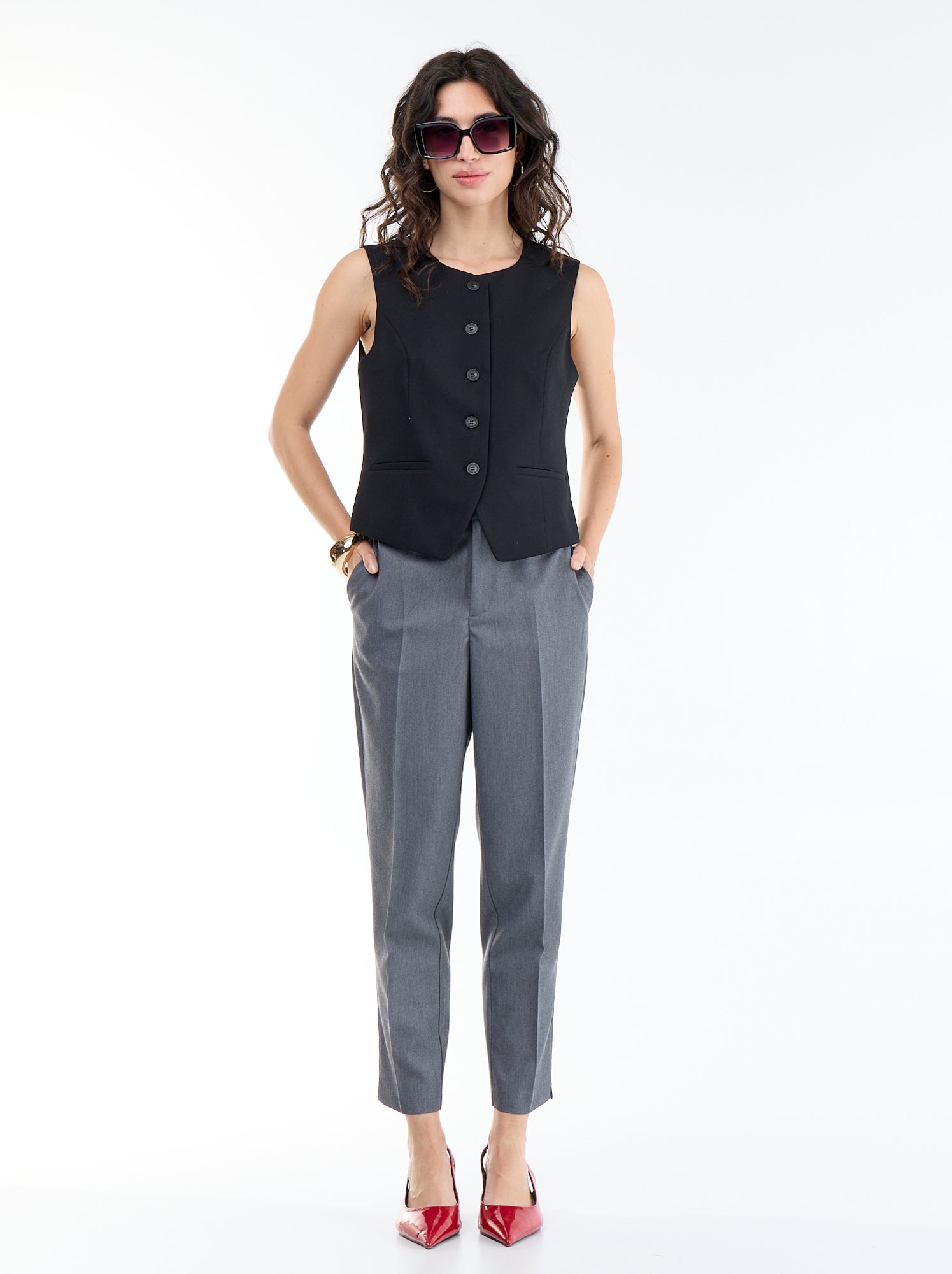 Gilet de costume sans manches uni - Noir