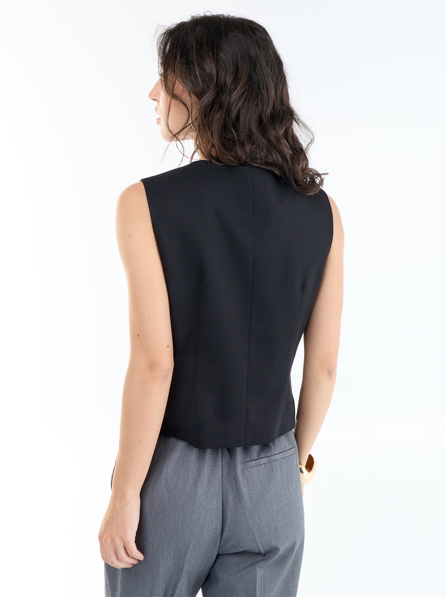 Gilet de costume sans manches uni - Noir