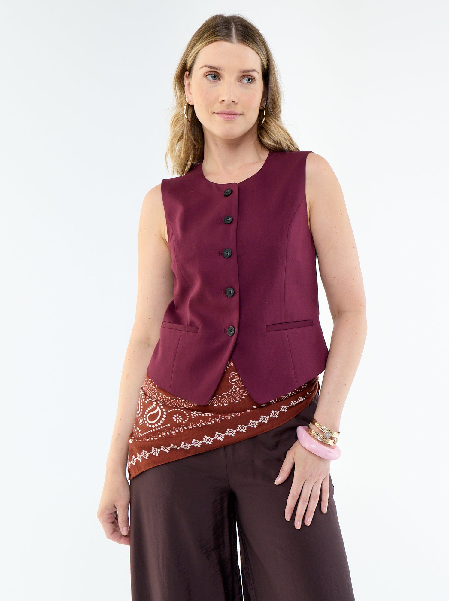 Gilet de costume sans manches uni - Violet