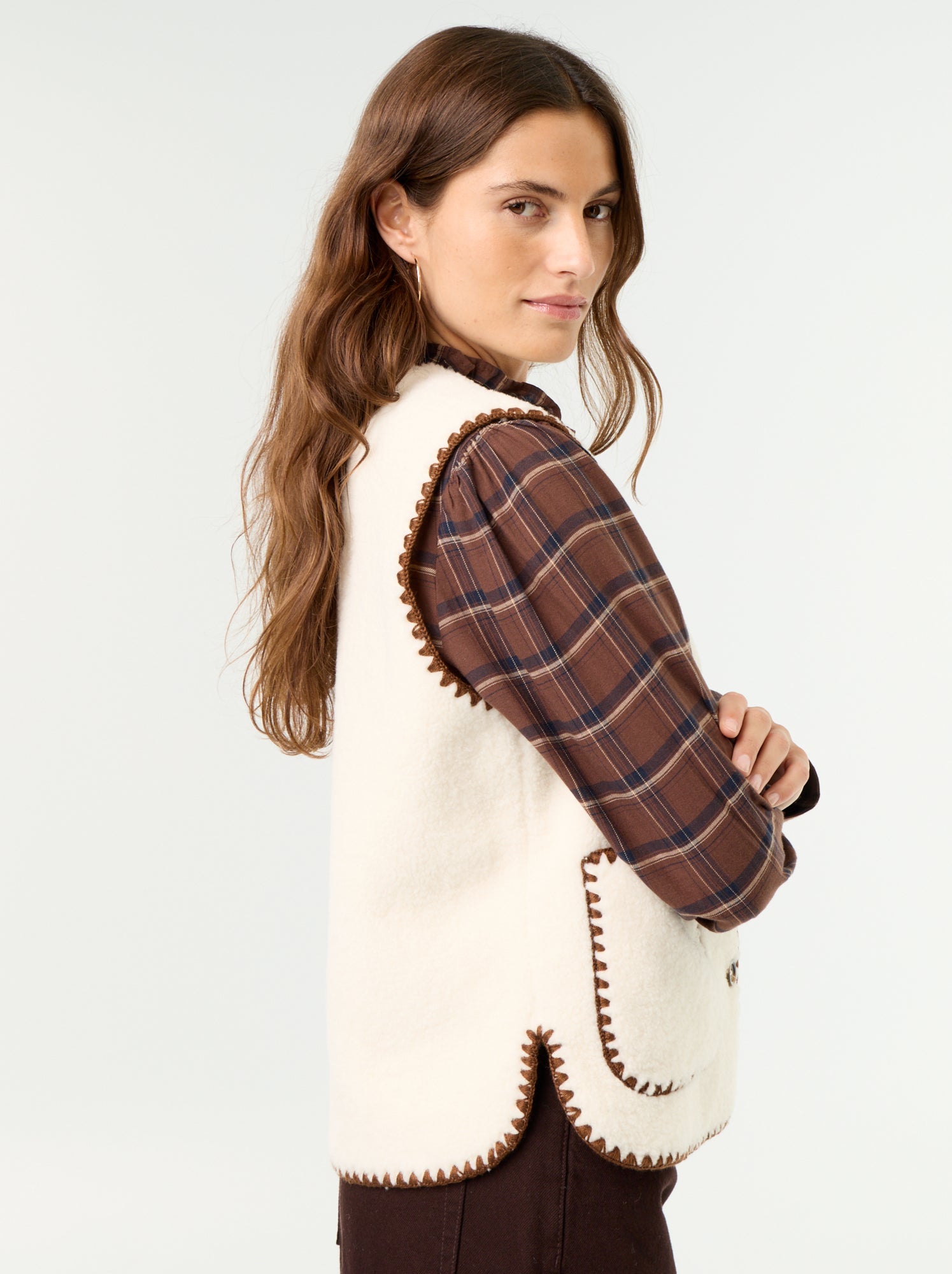Gilet effet moutonné sans manches - Beige
