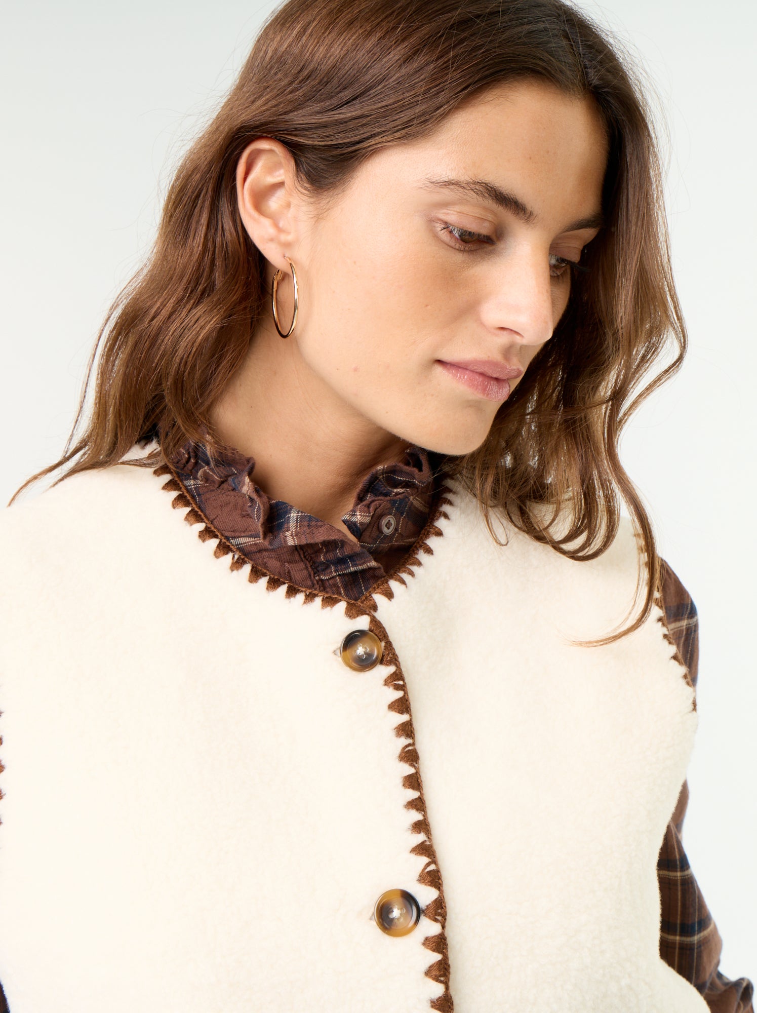 Gilet effet moutonné sans manches - Beige