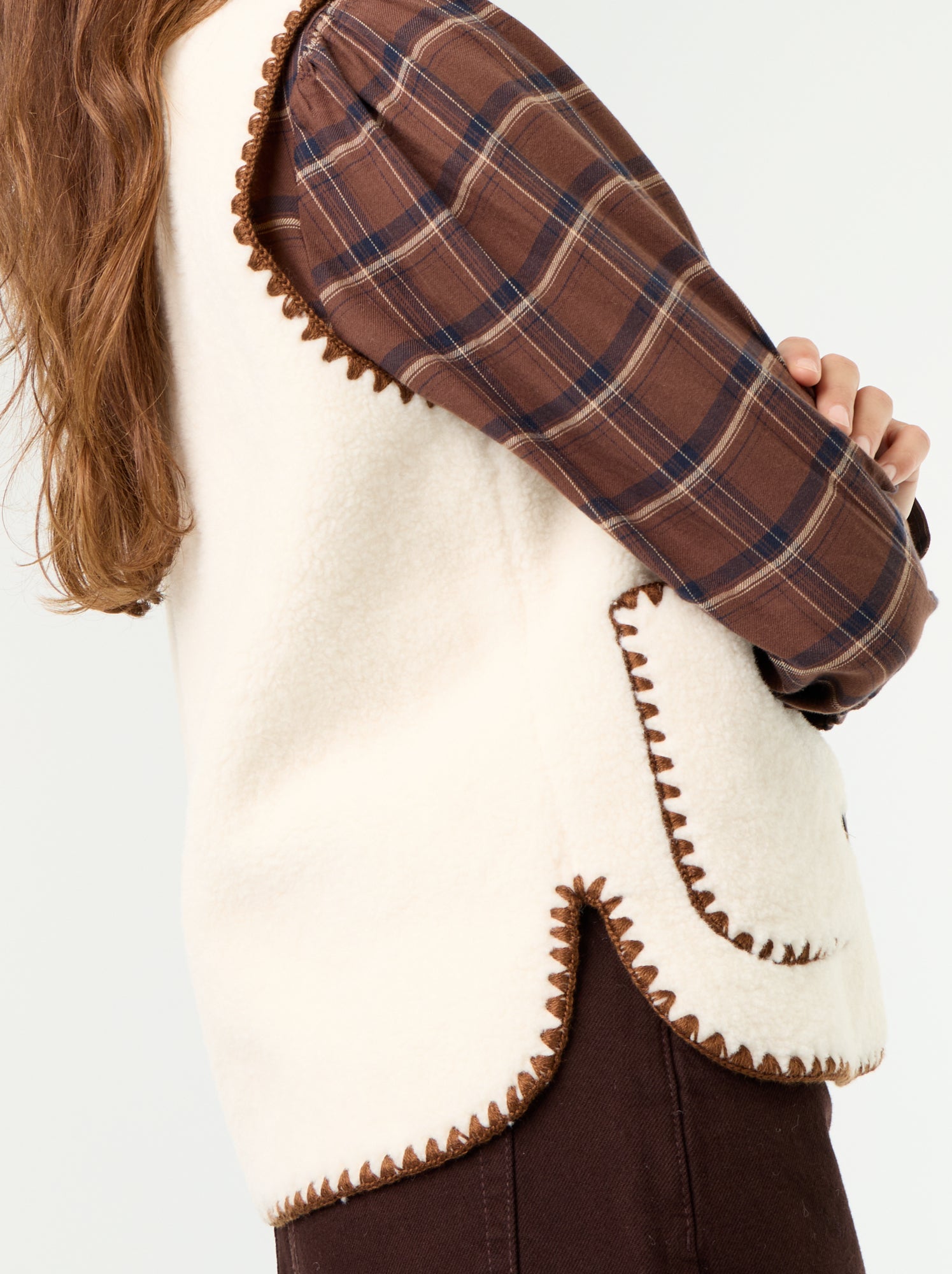 Gilet effet moutonné sans manches - Beige