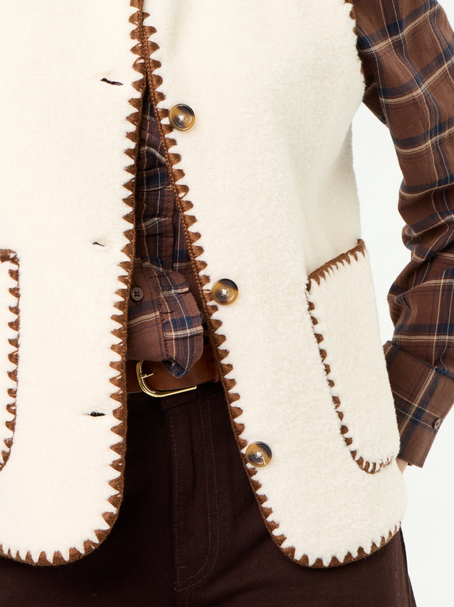 Gilet effet moutonné sans manches - Beige