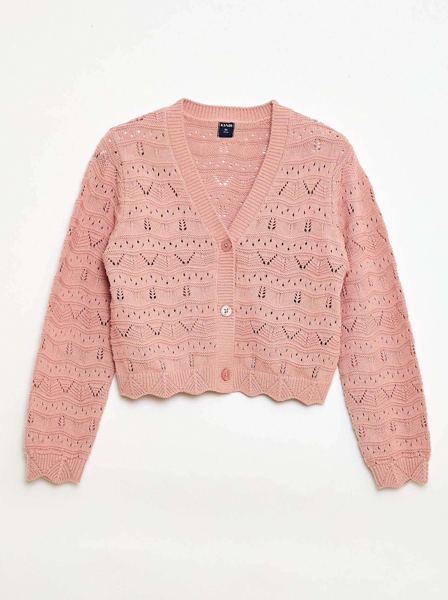 Gilet en maille ajourée - Rose