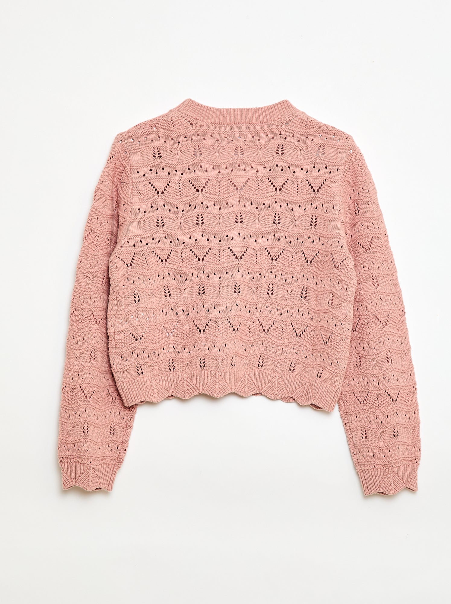Gilet en maille ajourée - Rose