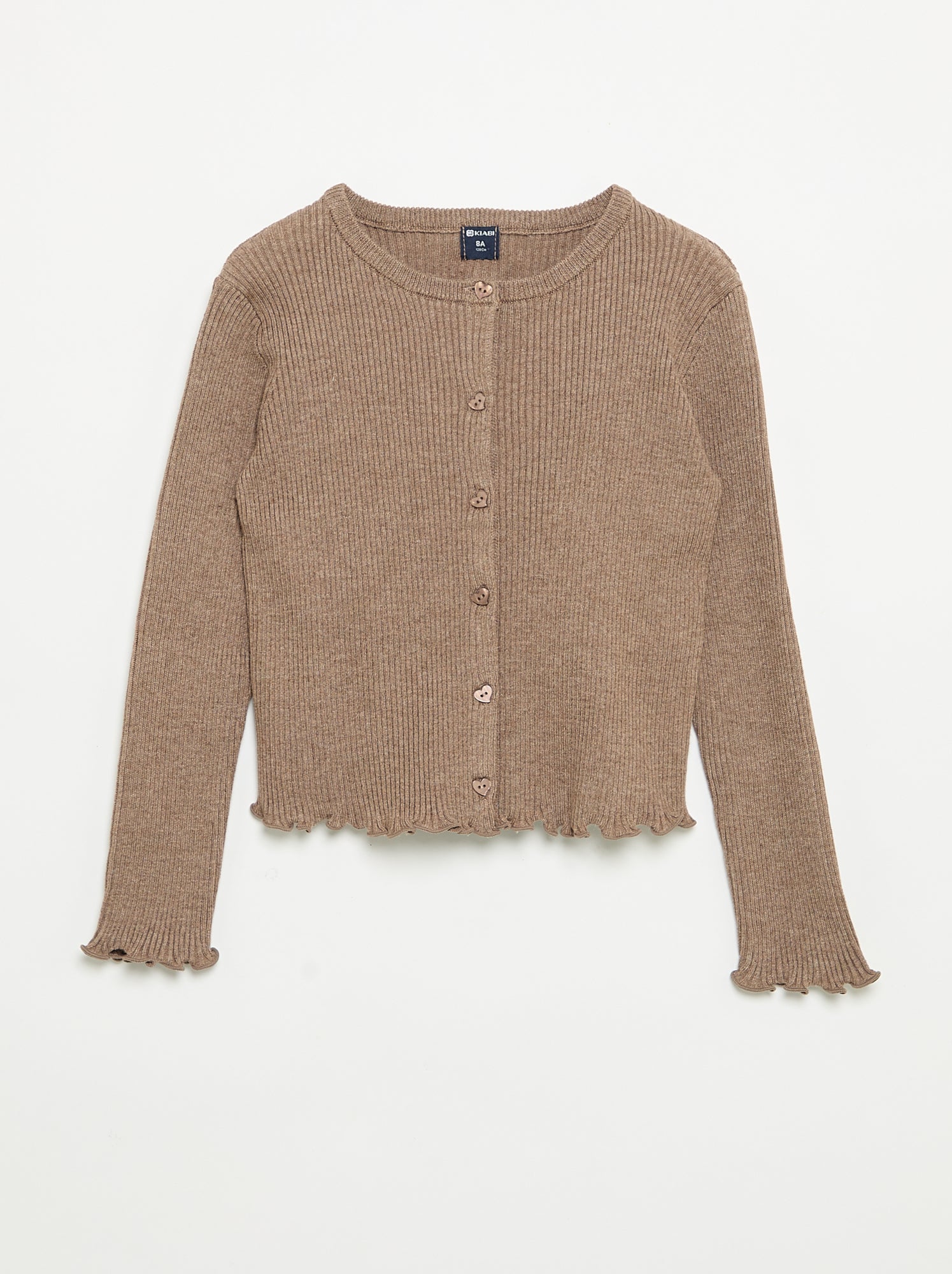 Gilet en maille côtelée à manches longues - Beige