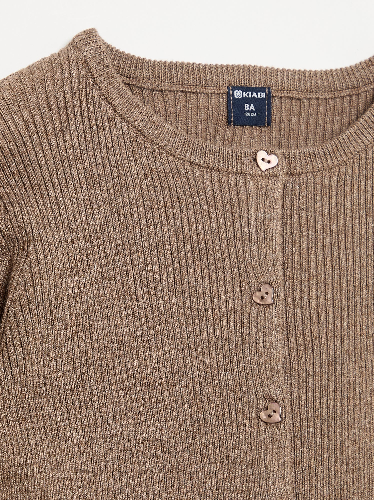 Gilet en maille côtelée à manches longues - Beige