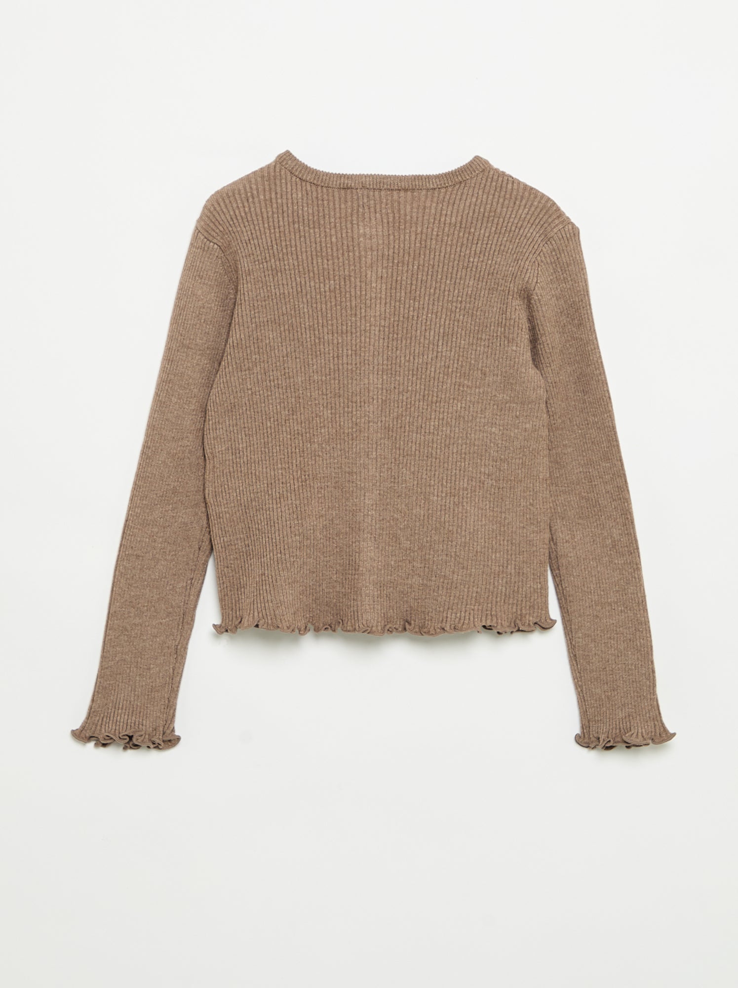 Gilet en maille côtelée à manches longues - Beige