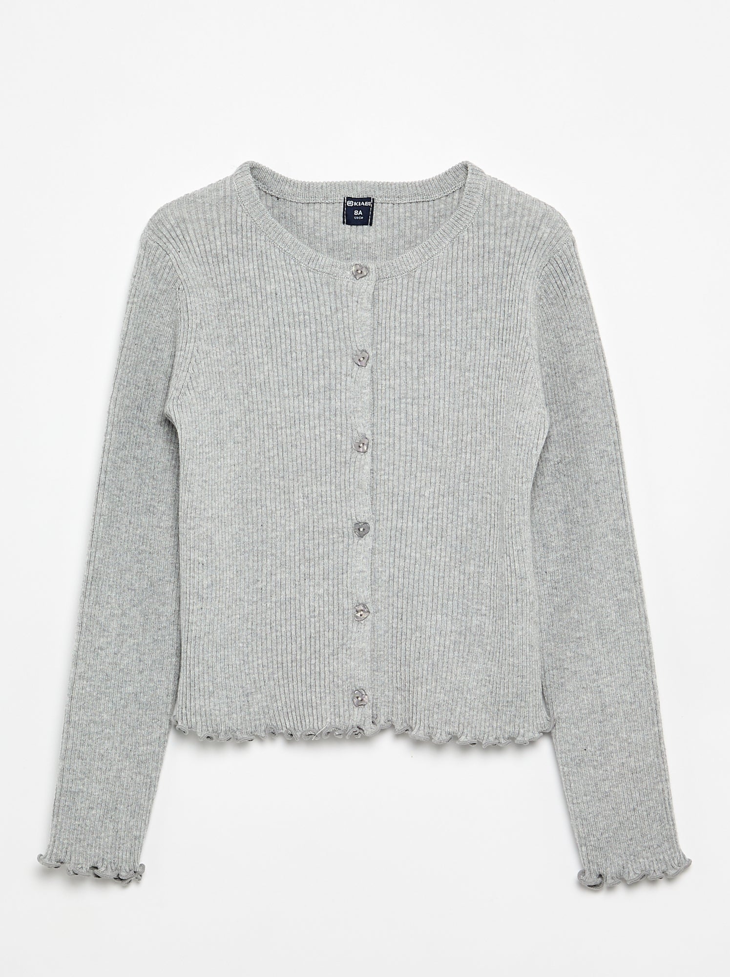 Gilet en maille côtelée à manches longues - Gris