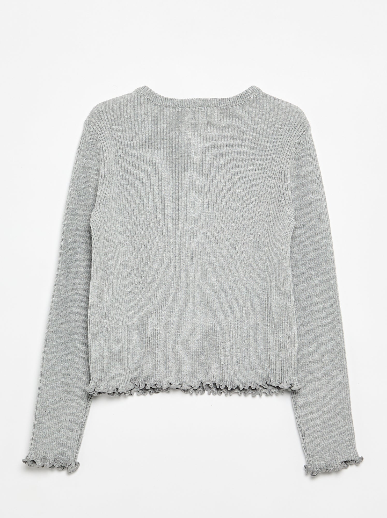 Gilet en maille côtelée à manches longues - Gris