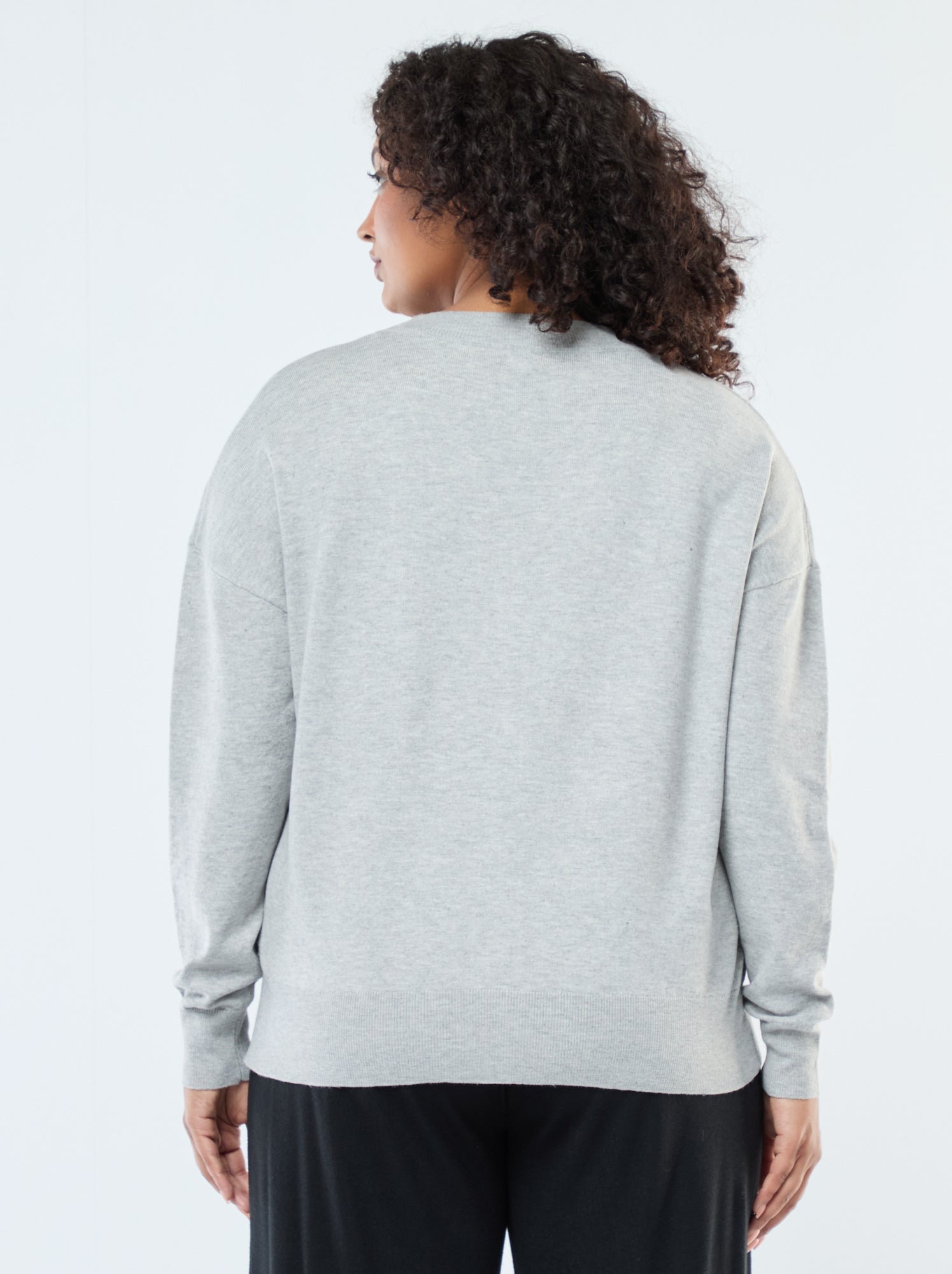 Gilet en maille fine avec ouverture boutonnée - Gris